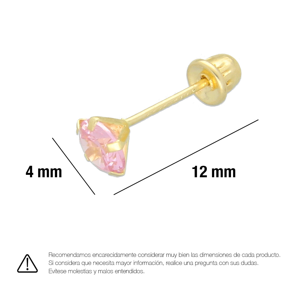 LPAUBR017 Aretes Broquel de Oro 10K Niñas o Mujer Zirc Kor 4mm 102r 1834391999