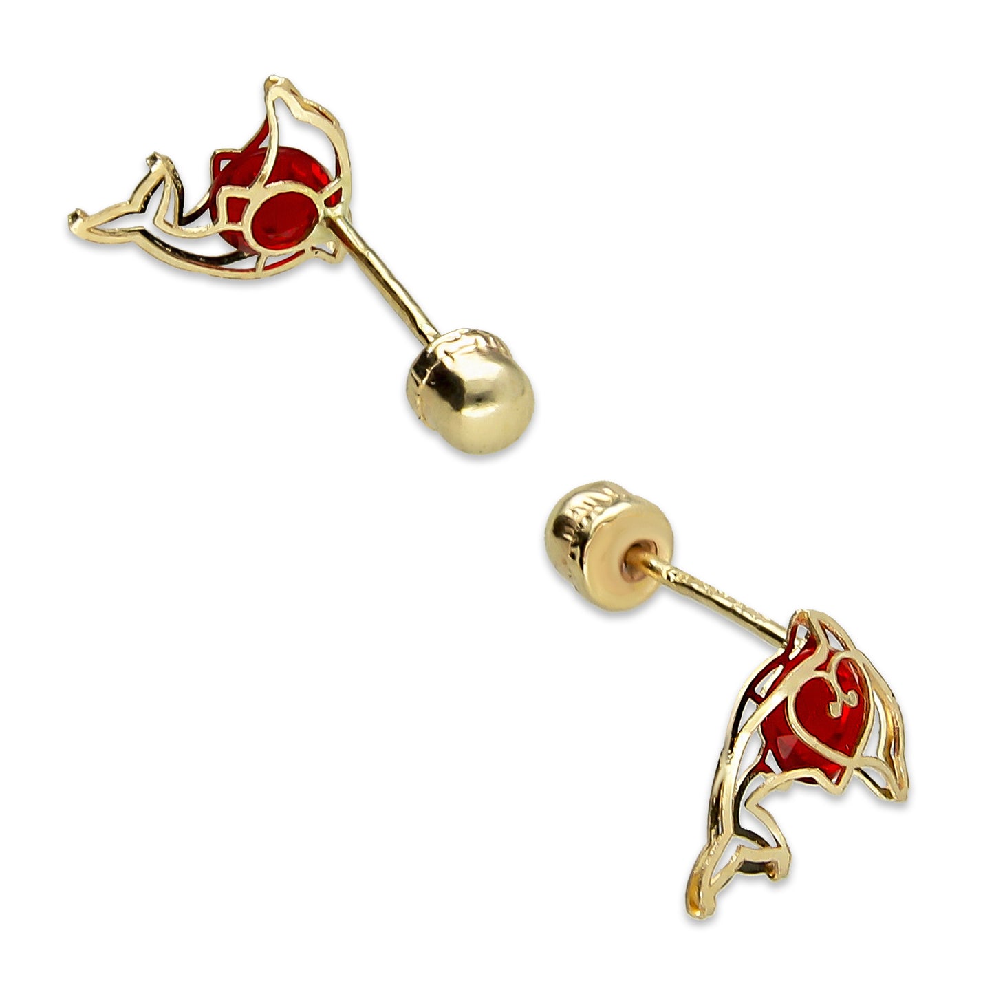 LPAUBR039 Aretes Broquel Oro 10K Niñas o Mujer Delfin 3D Mini 513A 1853041587