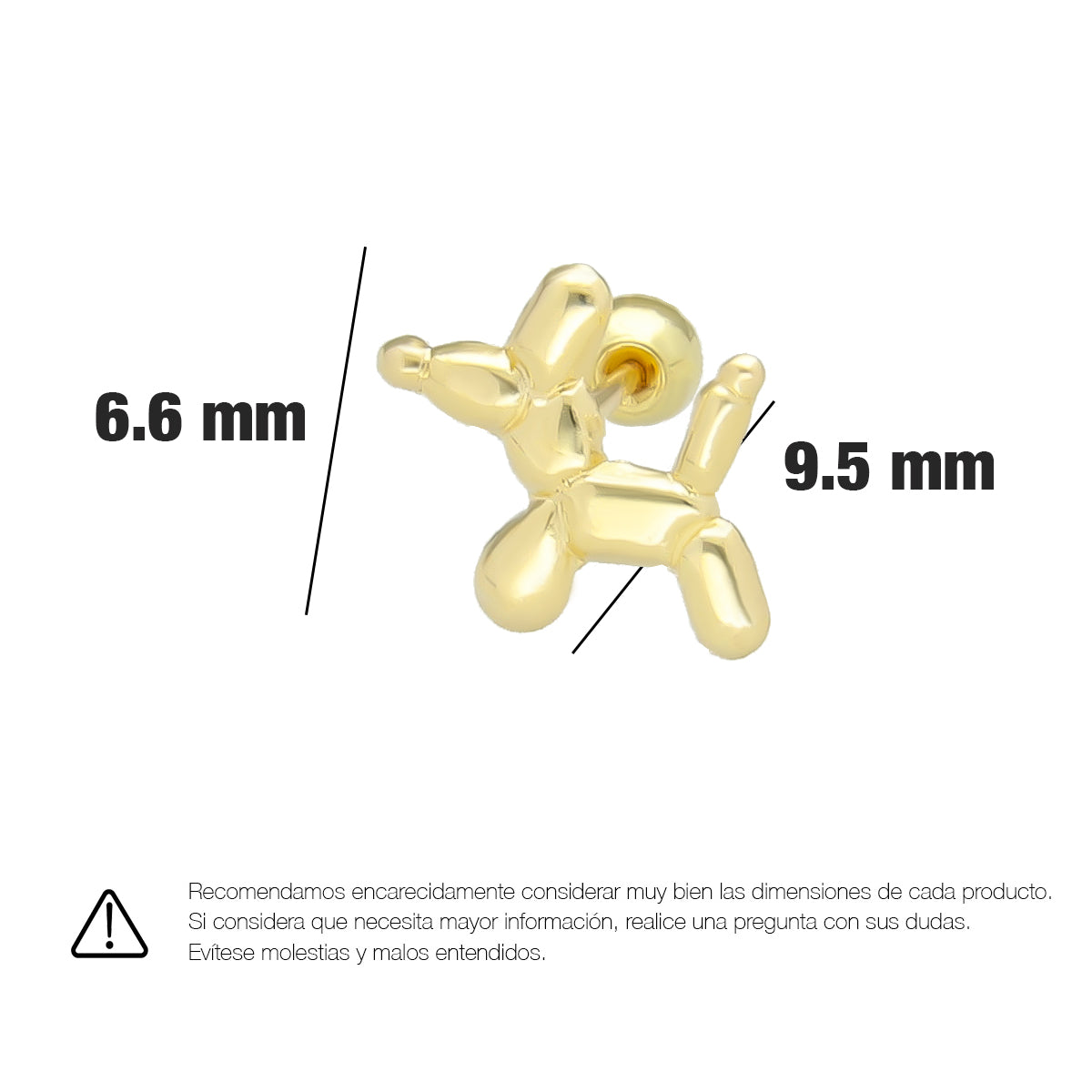 LPAUBR057 Aretes Broquel Oro 10K Niñas o Mujer Perrito Globo Ch 634B 2114371692
