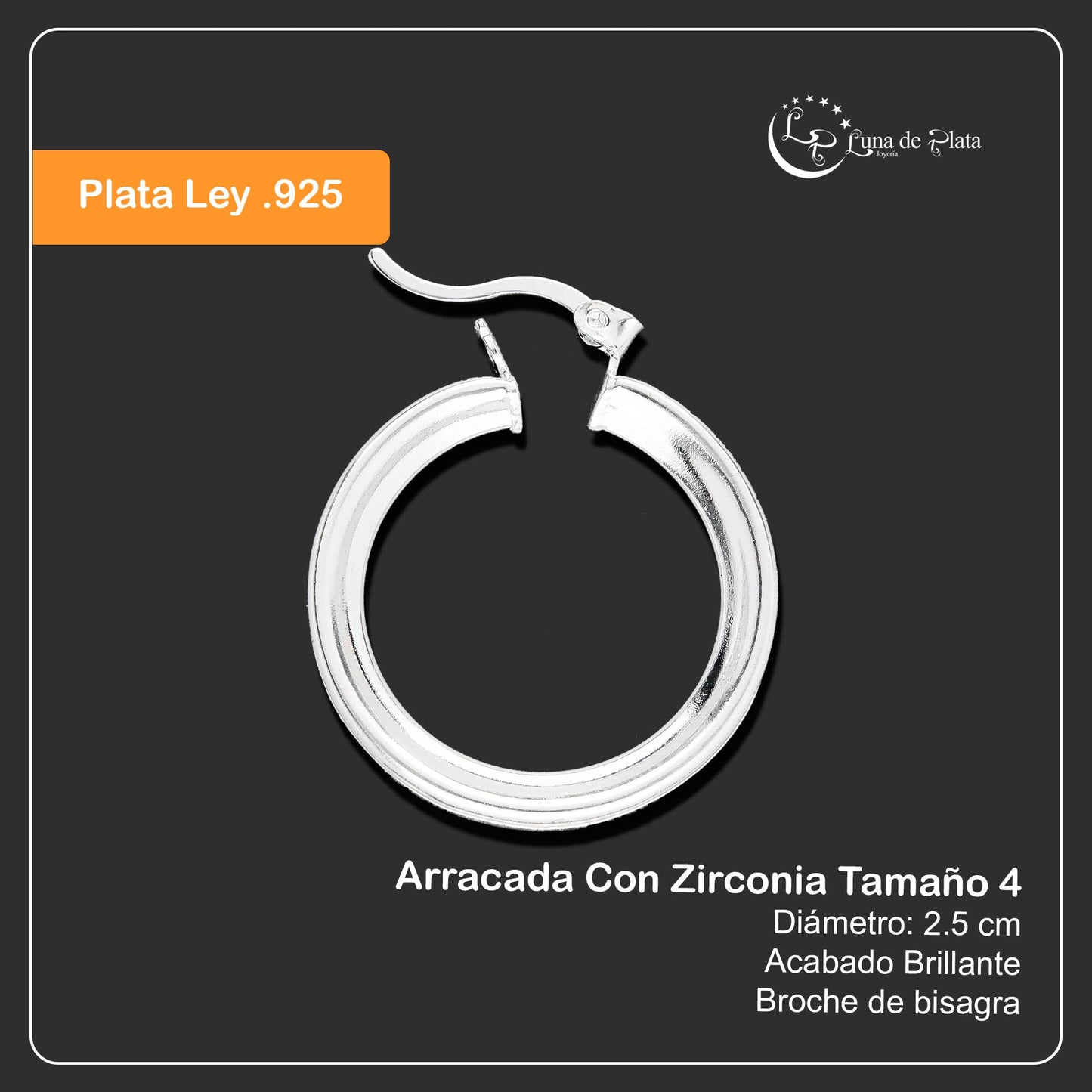 LPAZ004 Arracada Con Zirconia Tamaño 4 790381340