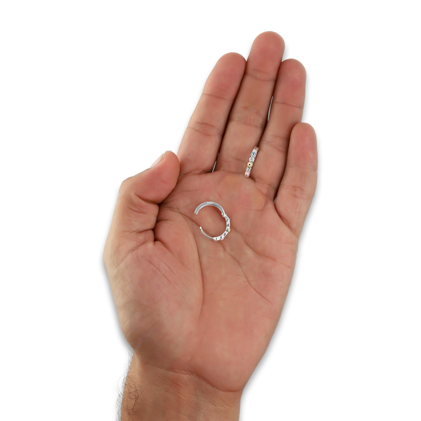 LPAZ039 Arracada Ojitos Turcos y Zirconias Multi en Plata .925 Taxco 3344334322