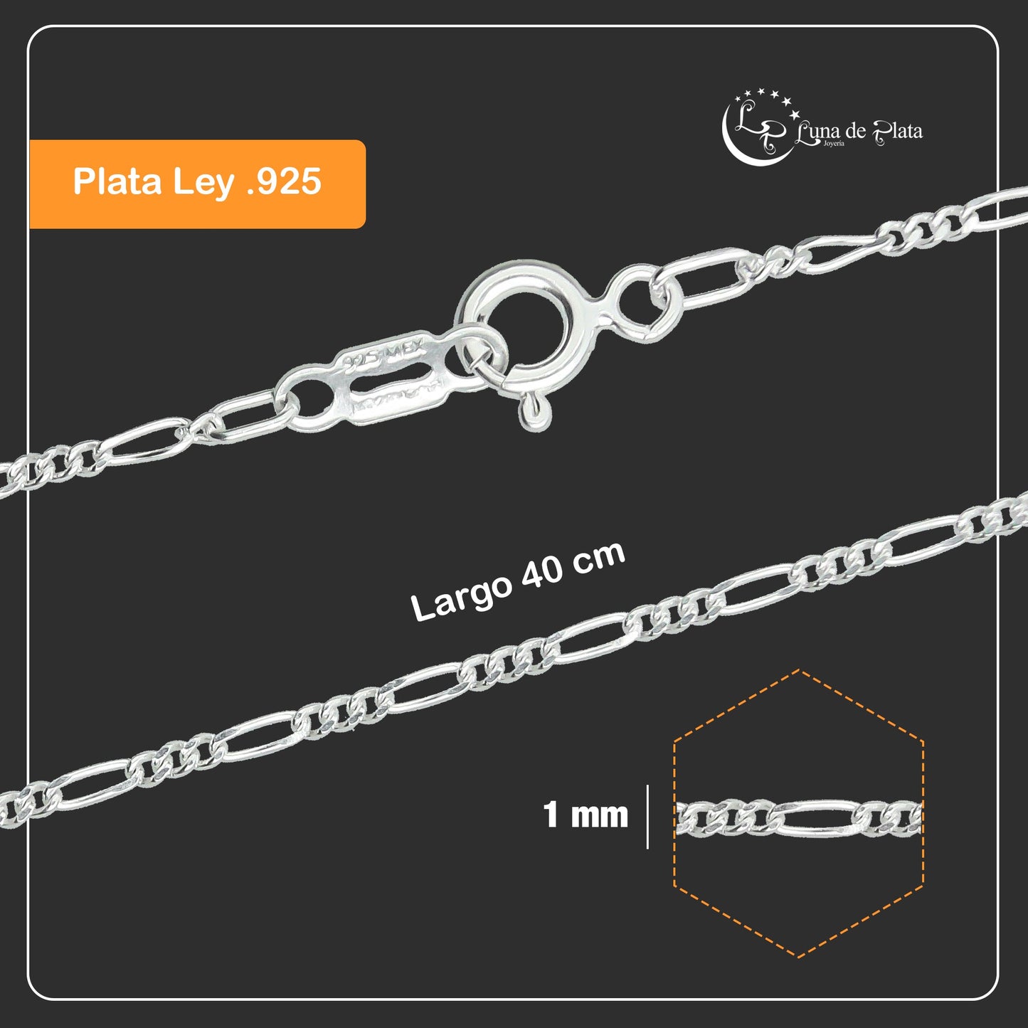 LPCU002-40 Cadena Fígaro 3 Por 1 De 1 Mm X 40 Cm 684566715