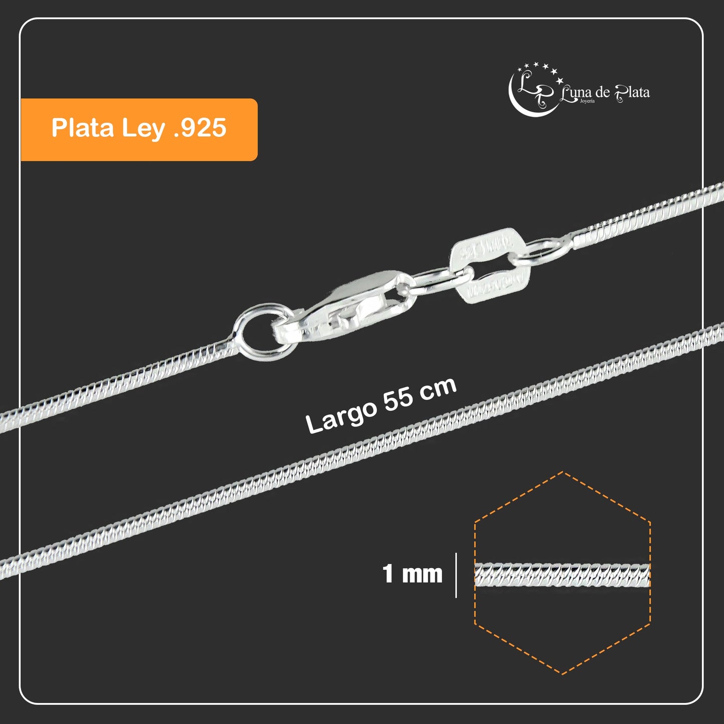 LPCU004-55 Cadena Cola De Rata 1 Mm X 55 Cm 739357013