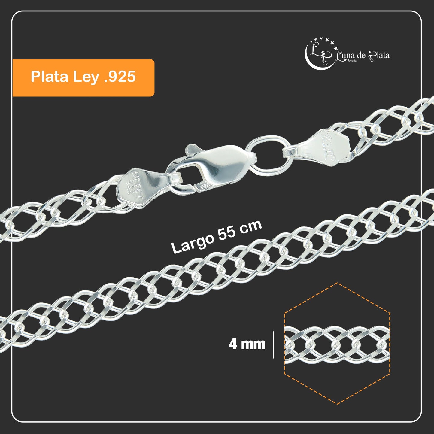 LPCU007-55 Cadena Doble Rombo 4 Mm X 55 Cm 739351178