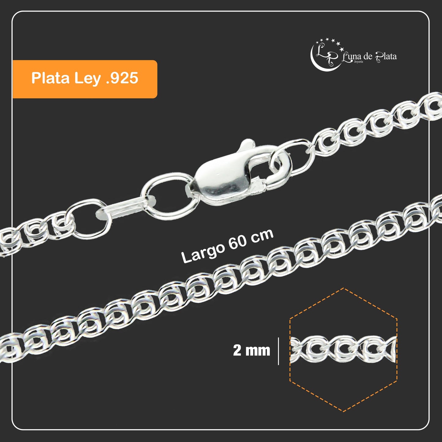 LPCU018-60 Cadena Tejido Chino 2 Mm X 60 Cm 755740169