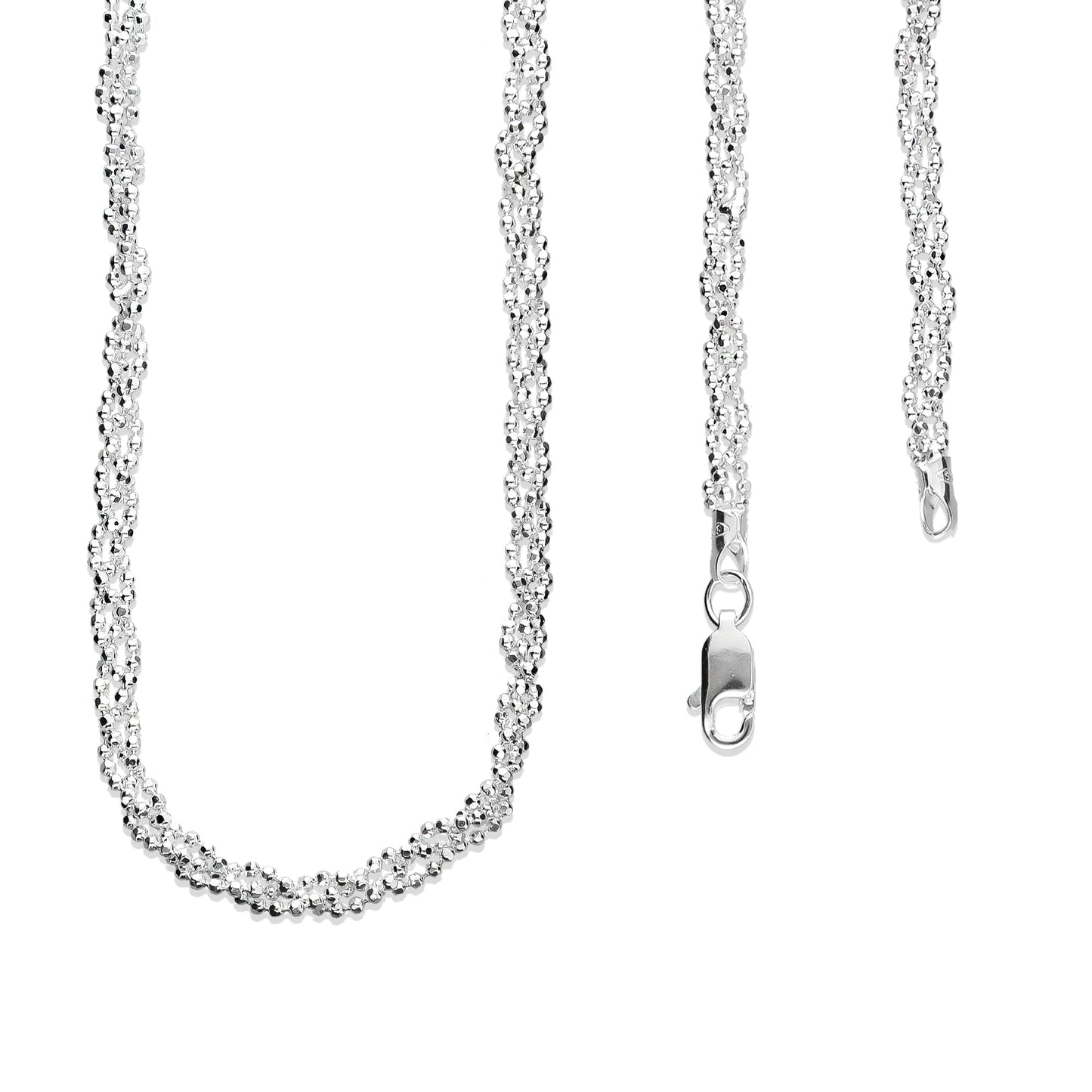 LPCU045-45 Gargantilla Collar Trenzada Bolitas Diam 45 cm Plata .925 2037215397