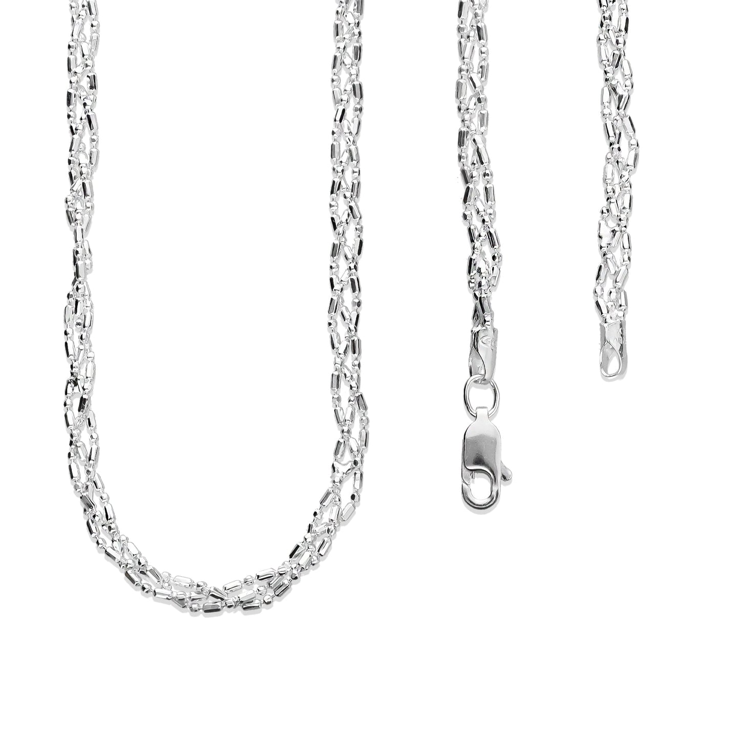 LPCU046-45 Gargantilla Collar Trenzada Popotillo Diam 45 cm Plata .925 2954586394