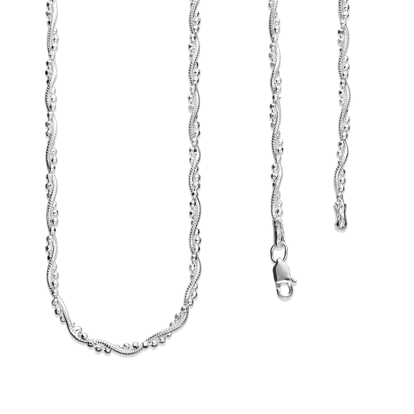 LPCU047-45 Gargantilla Collar Trenzada Cola de Rata Diam 45 cm Plata .925 2960011226