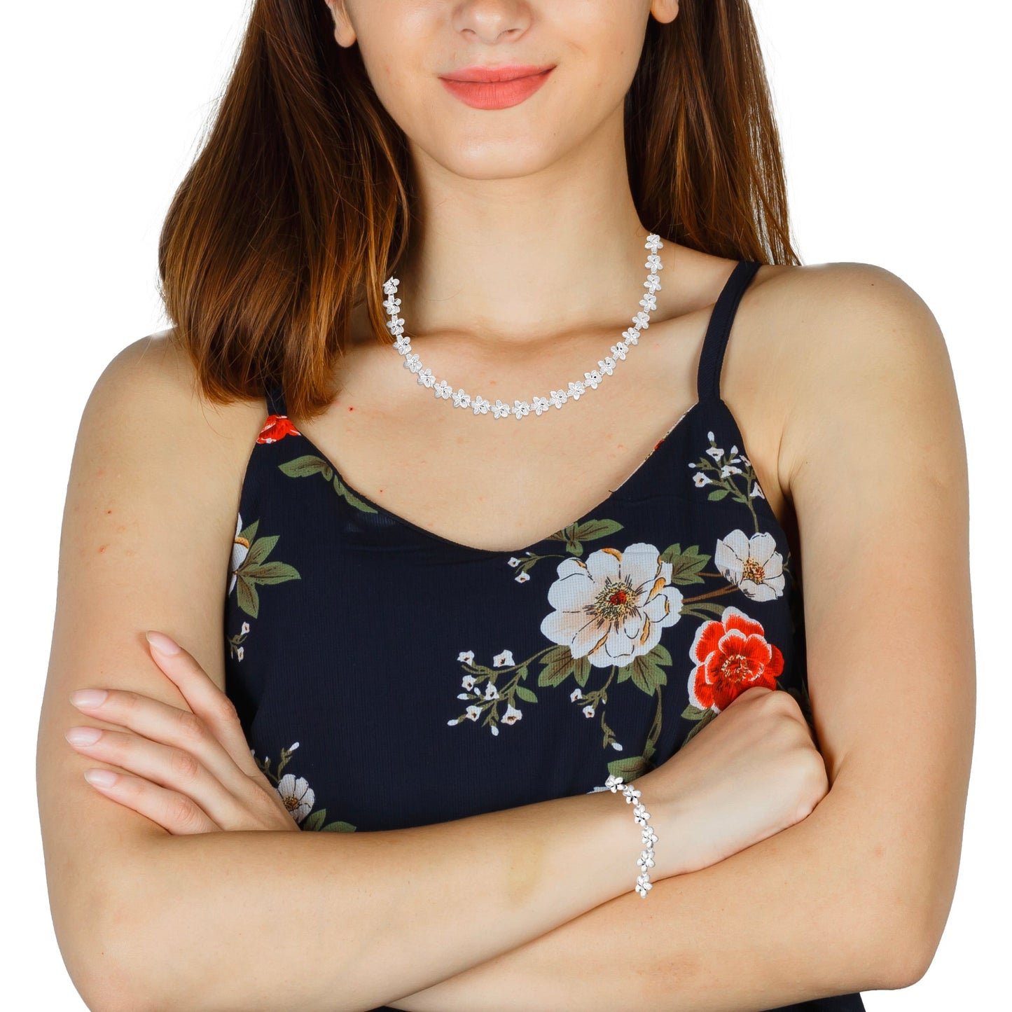 LPCU050-45 Set Collar y Pulsera Modelo Maui 45 cm y 18.5 cm Plata .925 2039187995