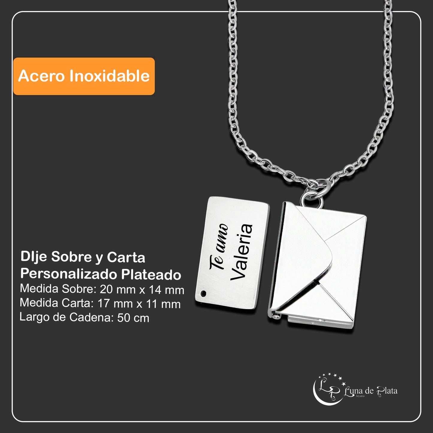 LPCUAC003 DIje Sobre y Carta Personalizado Plateado Acero Inox 3488569574