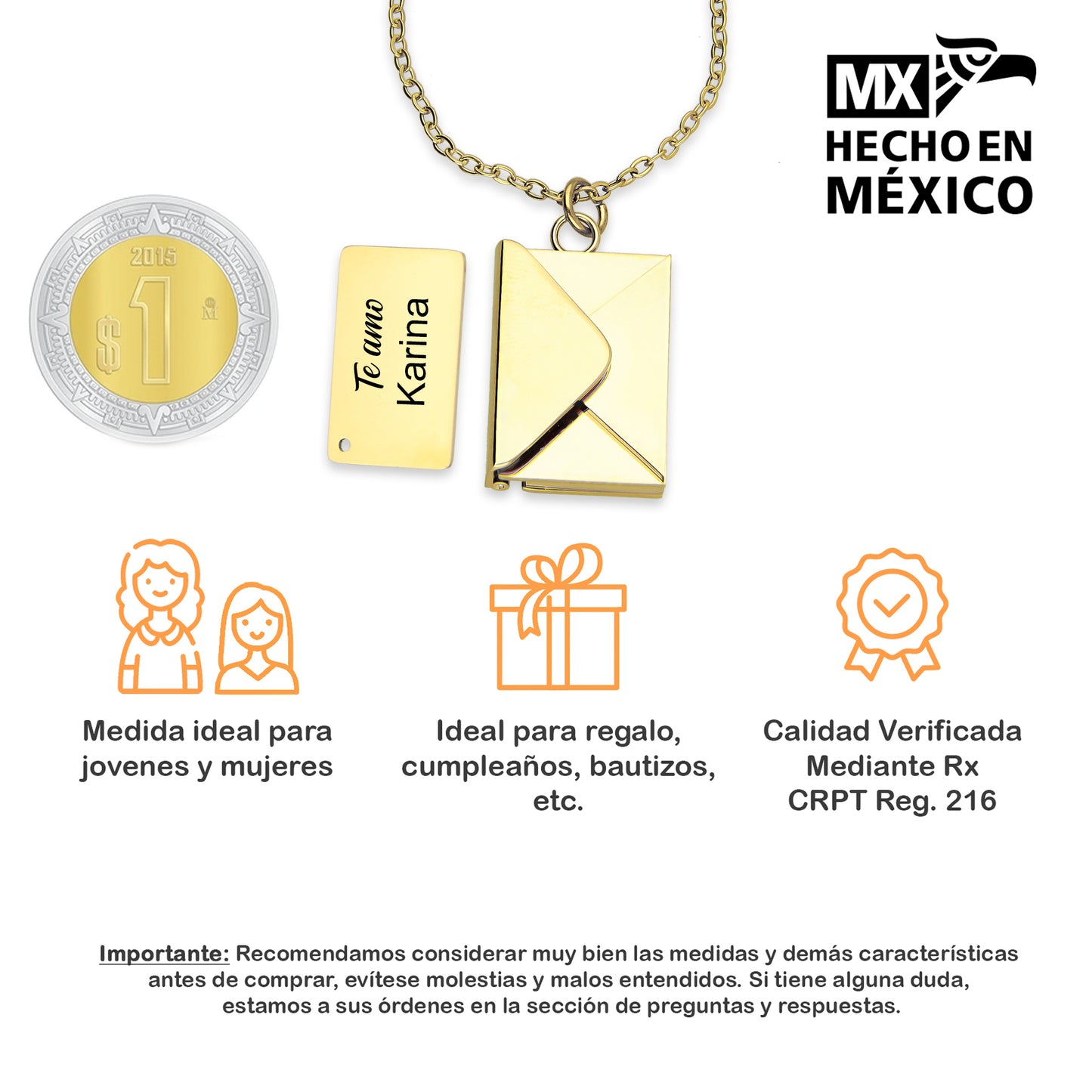 LPCUAC004 DIje Sobre y Carta Personalizado Dorado Acero Inox 3488449704