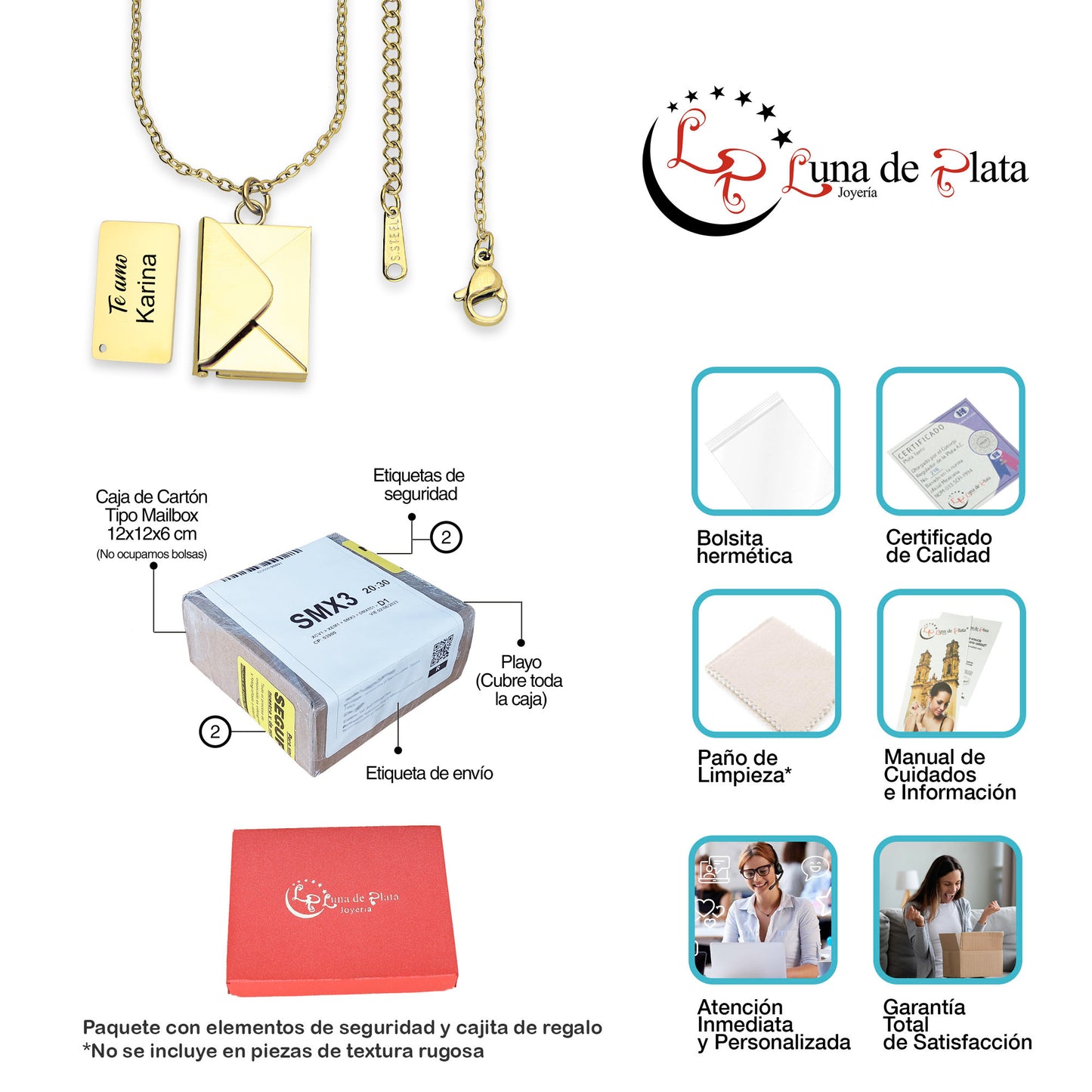 LPCUAC004 DIje Sobre y Carta Personalizado Dorado Acero Inox 3488449704