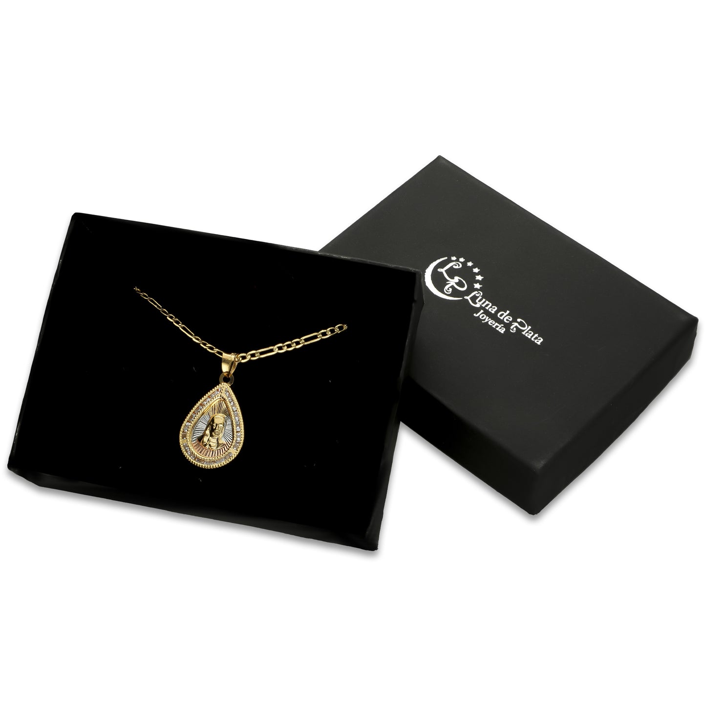 LPDG015 Medalla Gota Sagrado Corazón + Cadena Oro Laminado 18 K 2139466911
