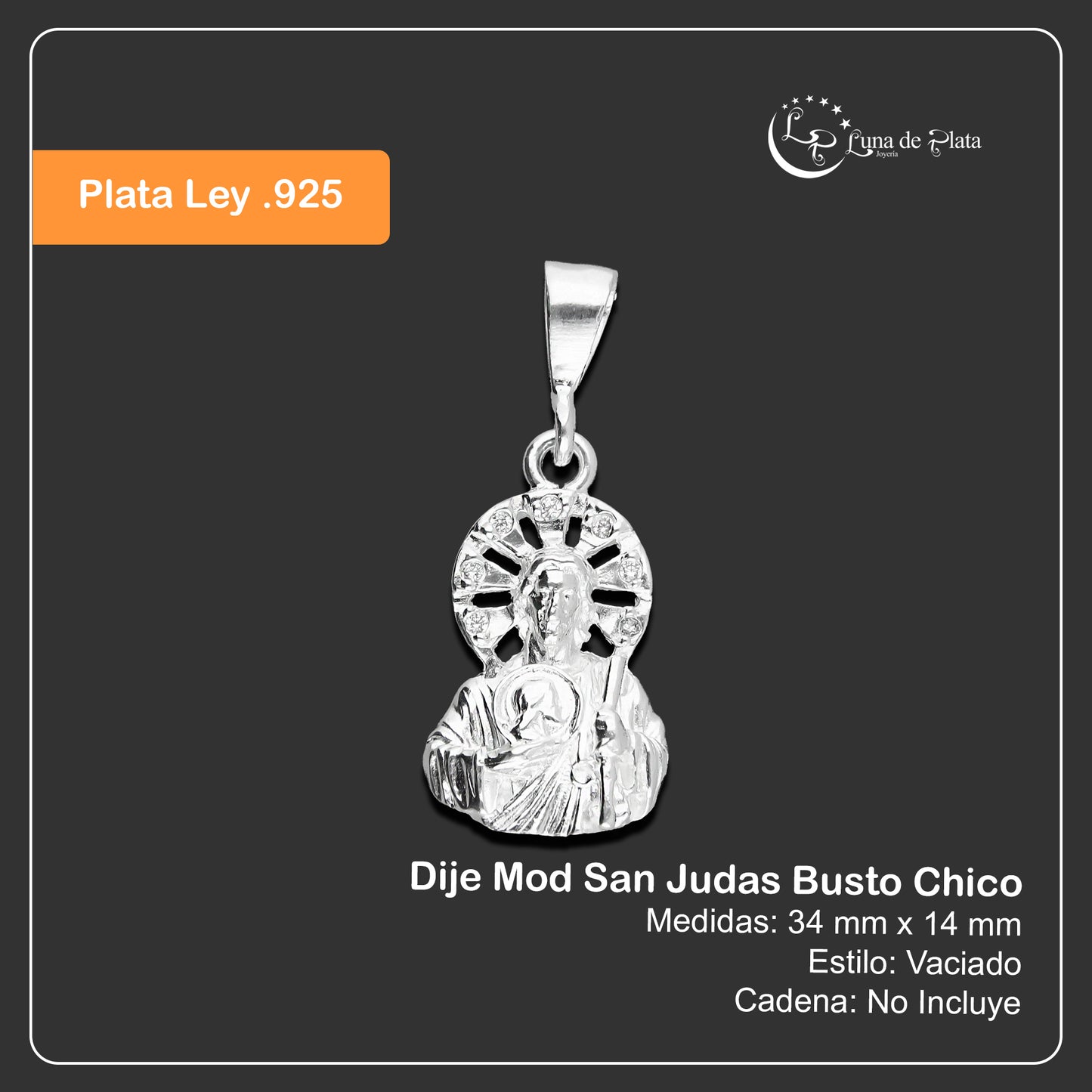 LPDJ025 Dije Mod San Judas Busto Chico De Plata .925 Taxco Gro MLM893356768