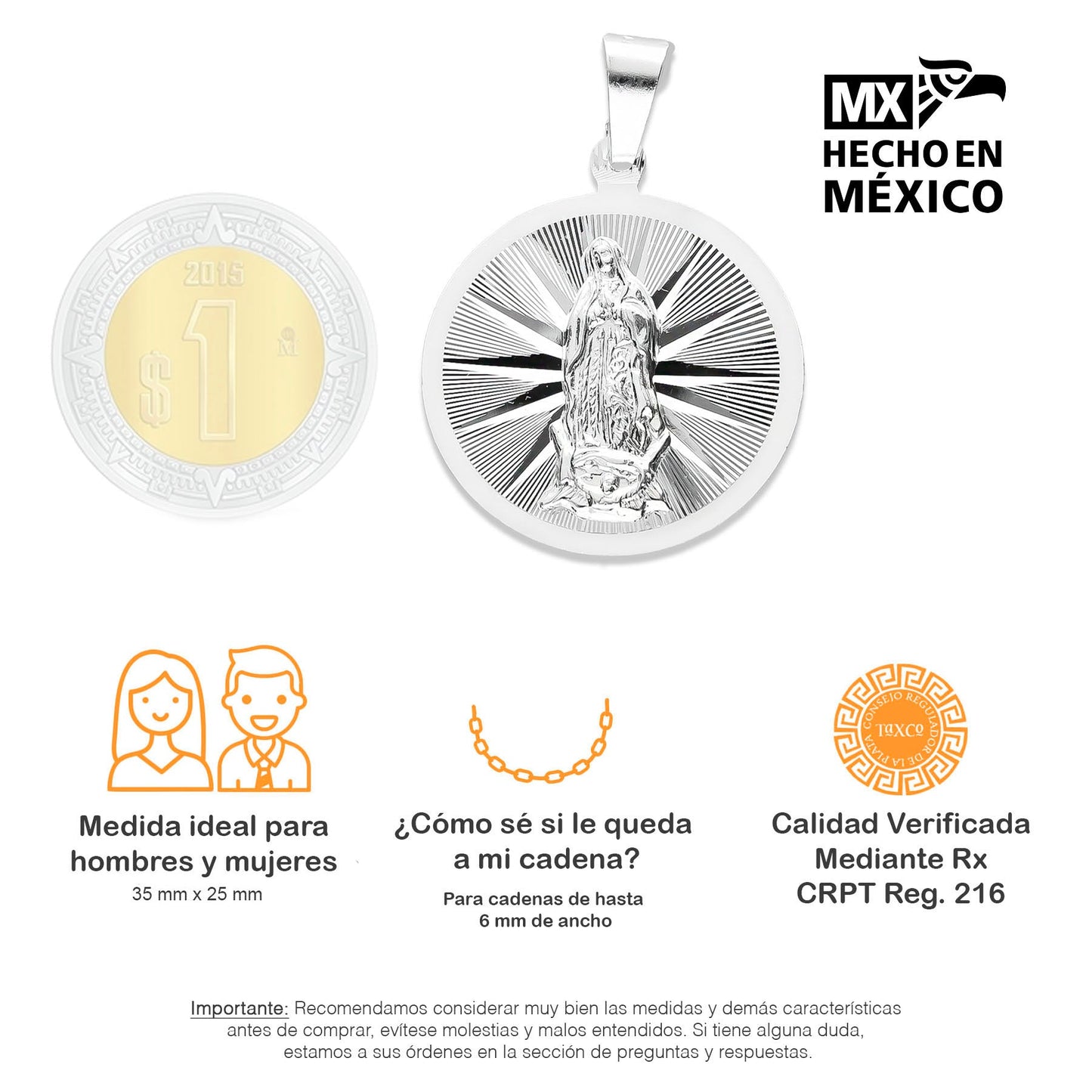 LPDJ050 Medalla Virgen Redonda Radial Diamantada En Plata .925 816815183