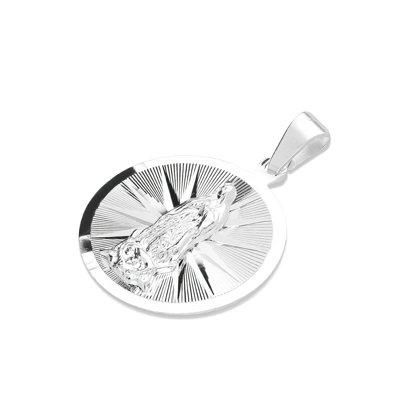 LPDJ050 Medalla Virgen Redonda Radial Diamantada En Plata .925 816815183