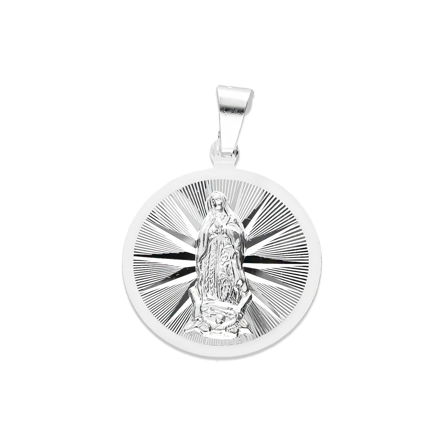 LPDJ050 Medalla Virgen Redonda Radial Diamantada En Plata .925 816815183