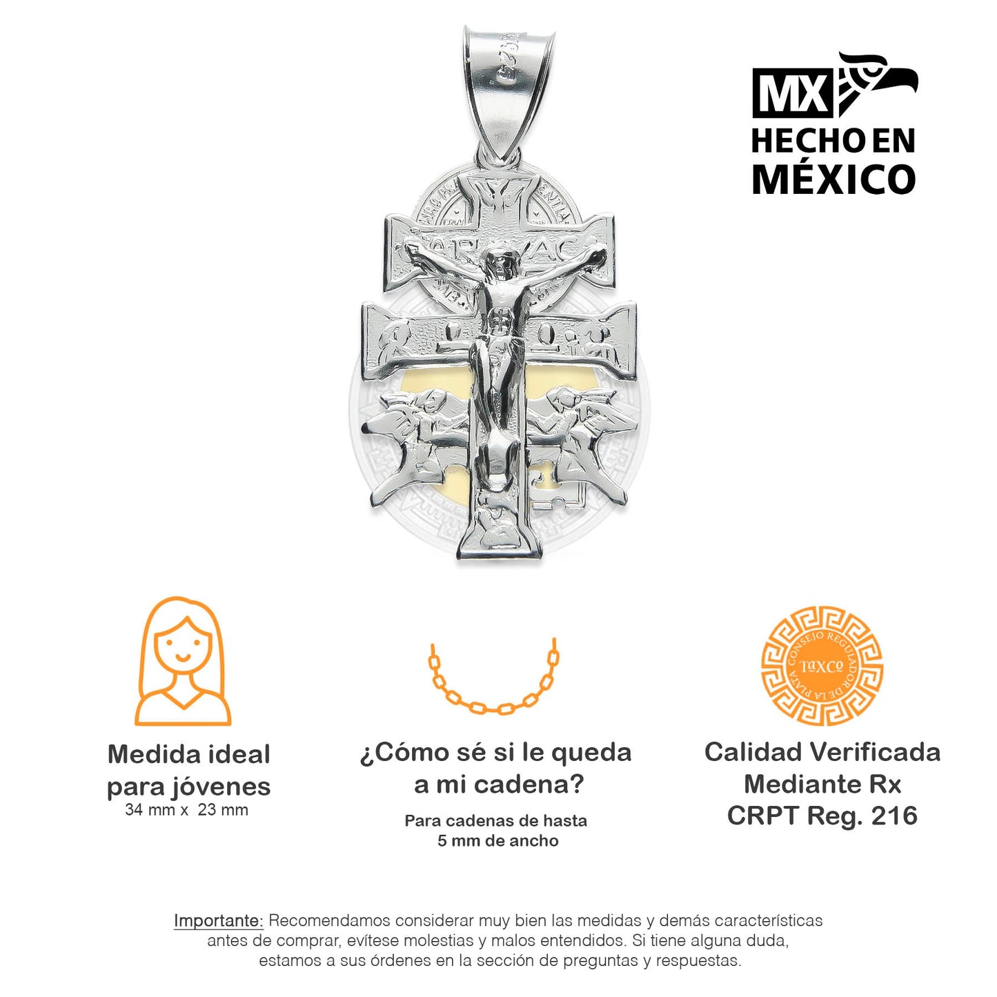 LPDJ058 Dije Cruz De Caravaca Slim En Plata .925 Taxco Gro 844769745