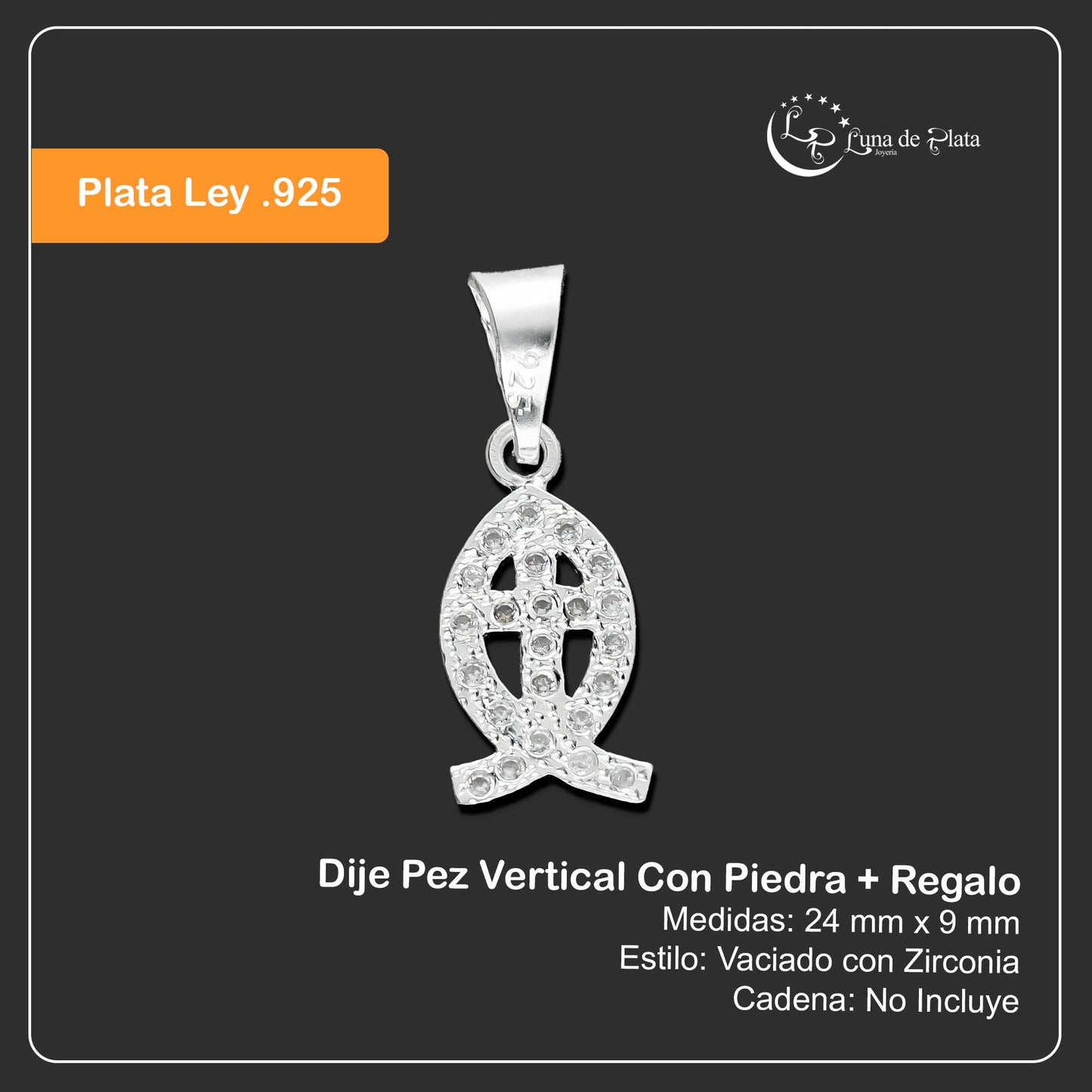 LPDJ072 Dije Pez Vertical Con Piedra + Regalo Plata .925 Taxco Gro 1364411675