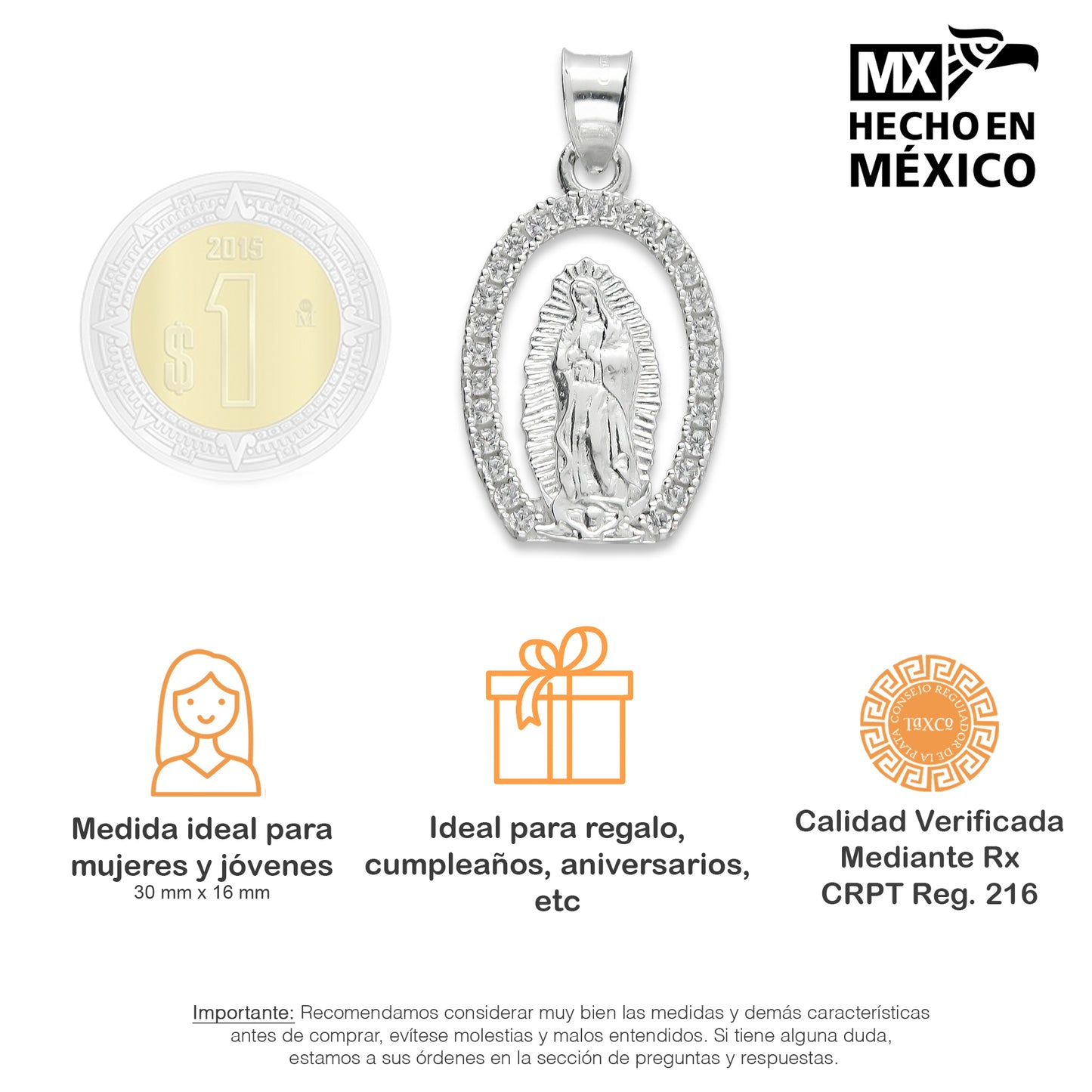 LPDJ107 Dije Virgen OVZ + Regalo Plata .925 Taxco Gro 1388580837