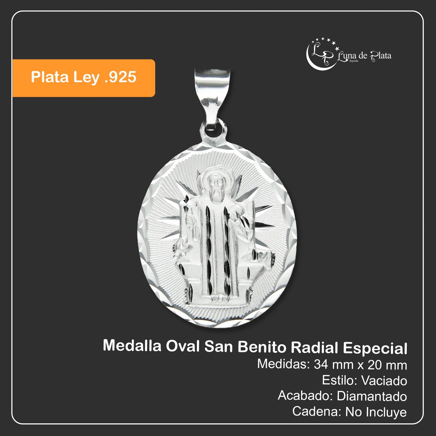 LPDJ196 Medalla Oval San Benito Radial Especial Plata .925 1958969023