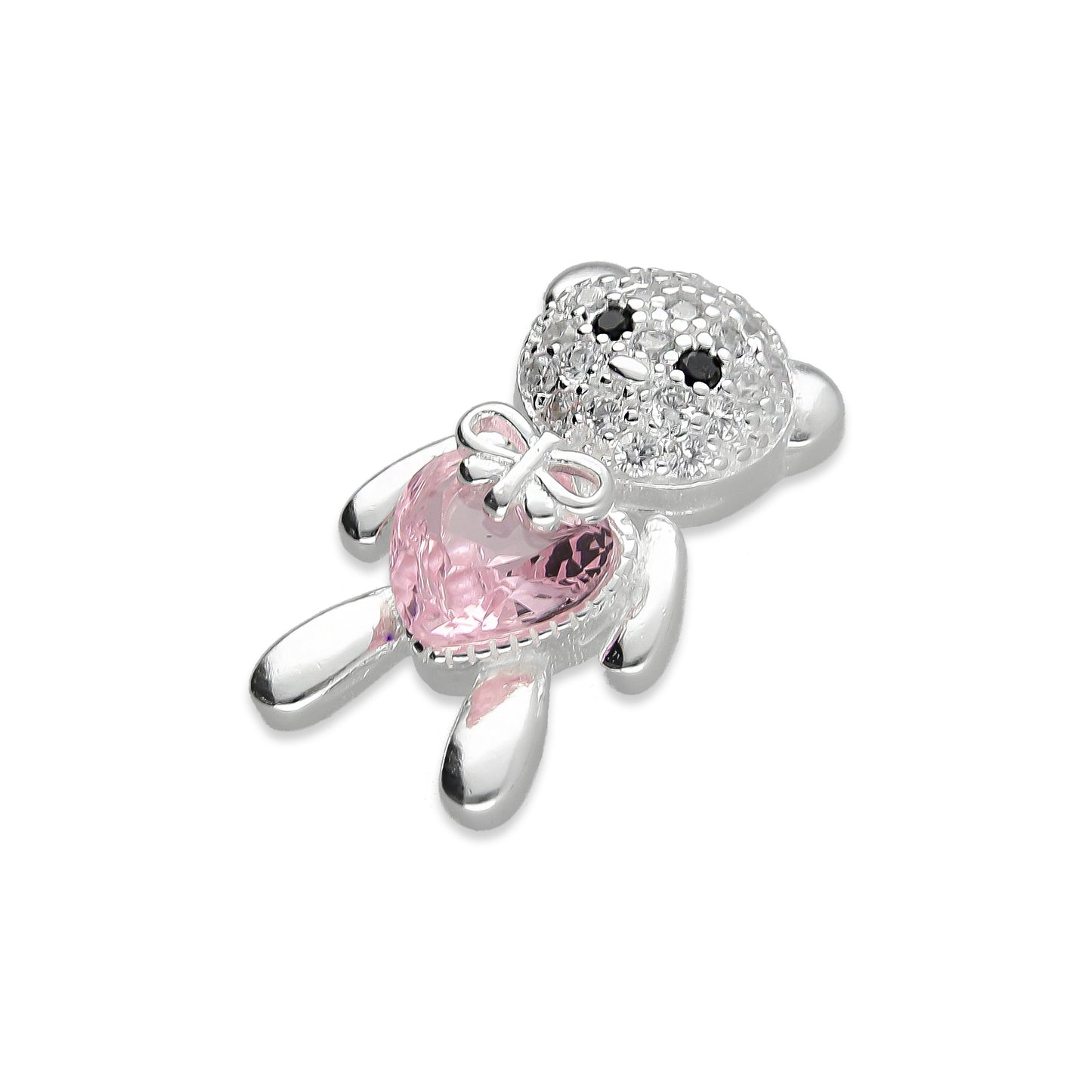 LPDJ244 Dije Oso Corazón Rosa con Zirconia en Plata .925 Taxco Gro 2089555391