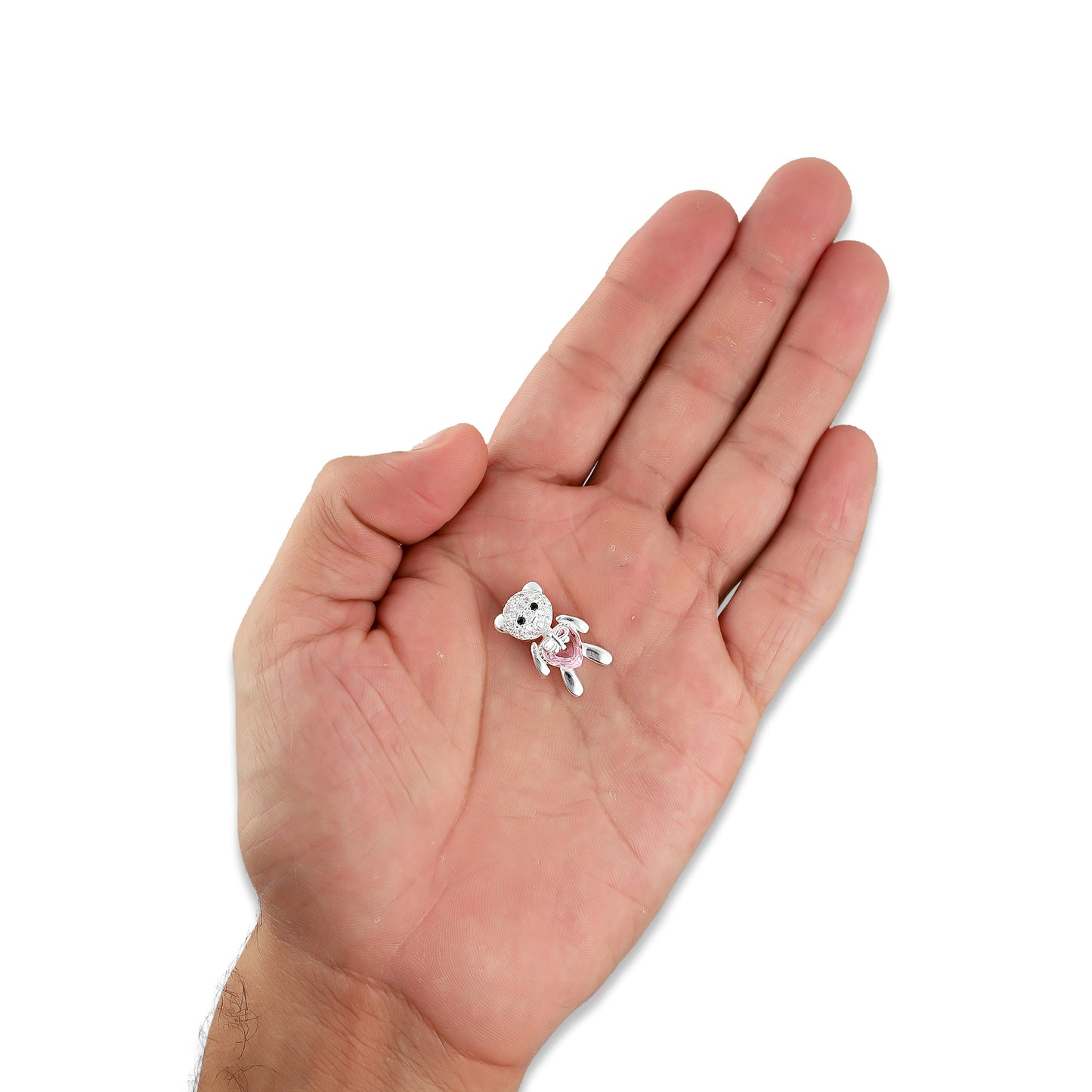 LPDJ244 Dije Oso Corazón Rosa con Zirconia en Plata .925 Taxco Gro 2089555391