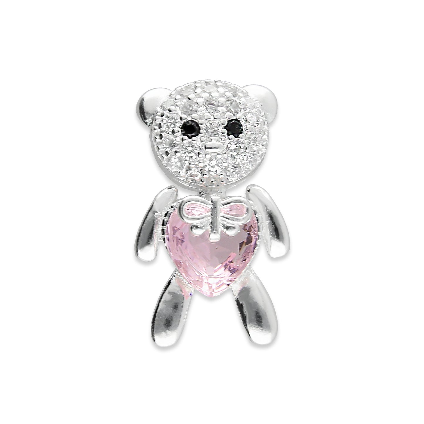 LPDJ244 Dije Oso Corazón Rosa con Zirconia en Plata .925 Taxco Gro 2089555391