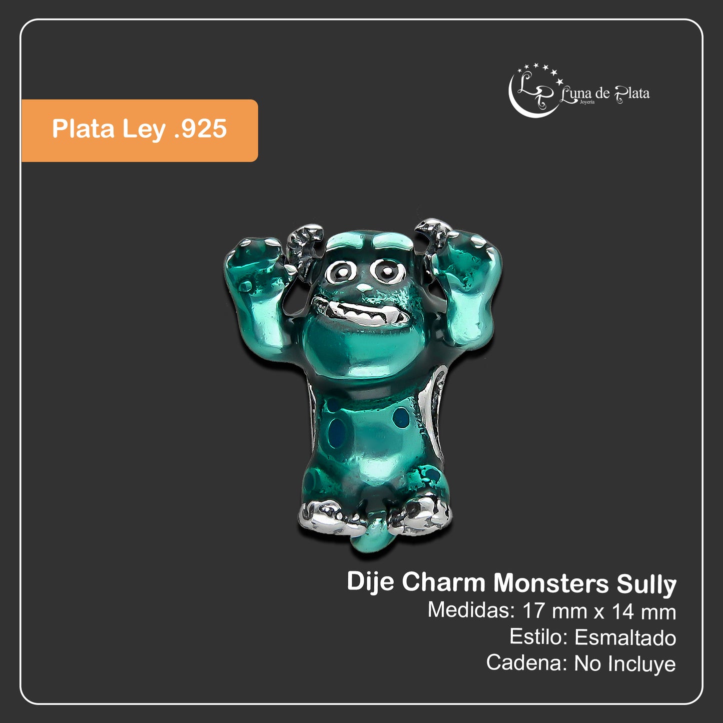 LPDJ254 Dije Charm Monsters Sully en Plata .925 Taxco Gro