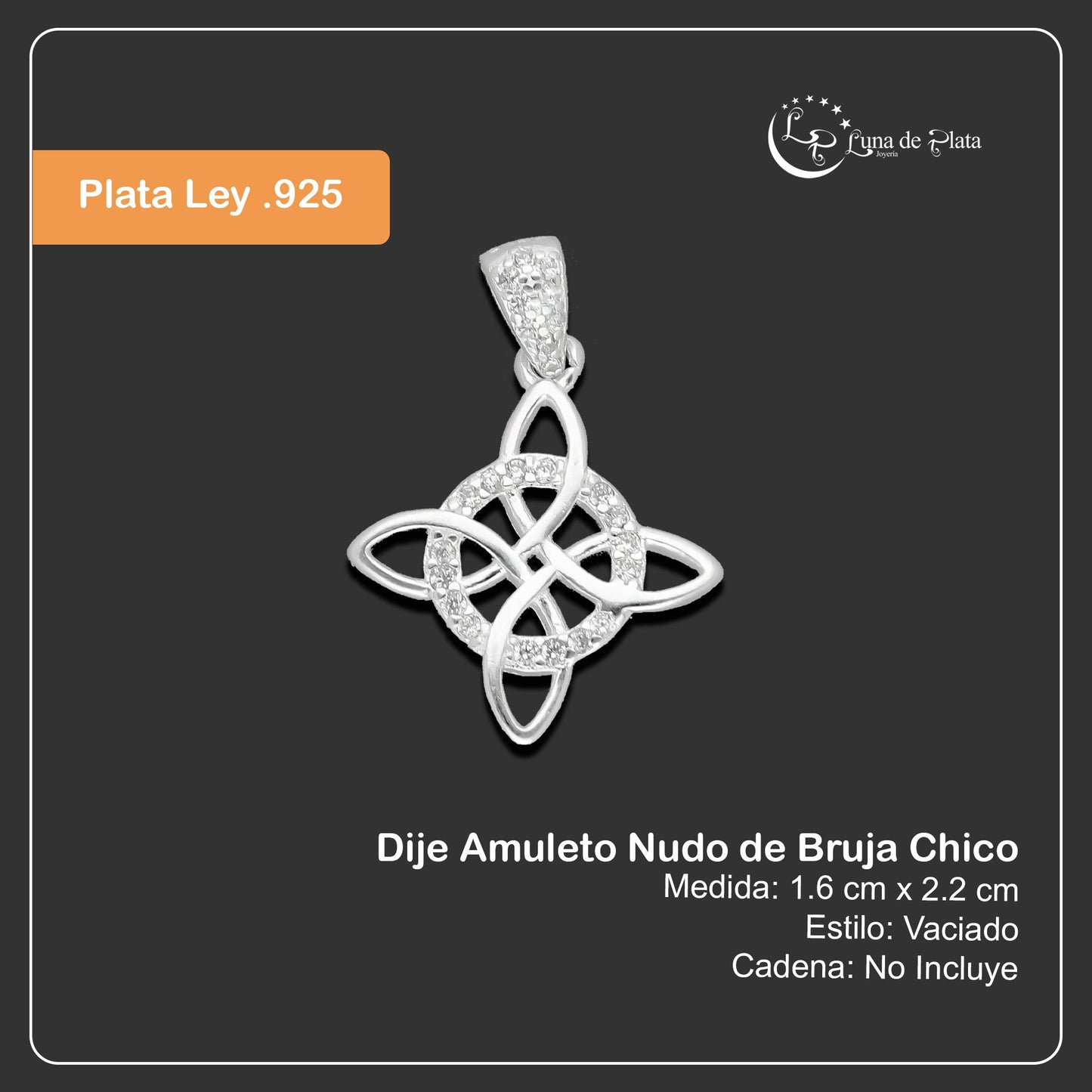 LPDJ277 Dije Amuleto Nudo de Bruja Chico en Plata .925 Taxco Gro