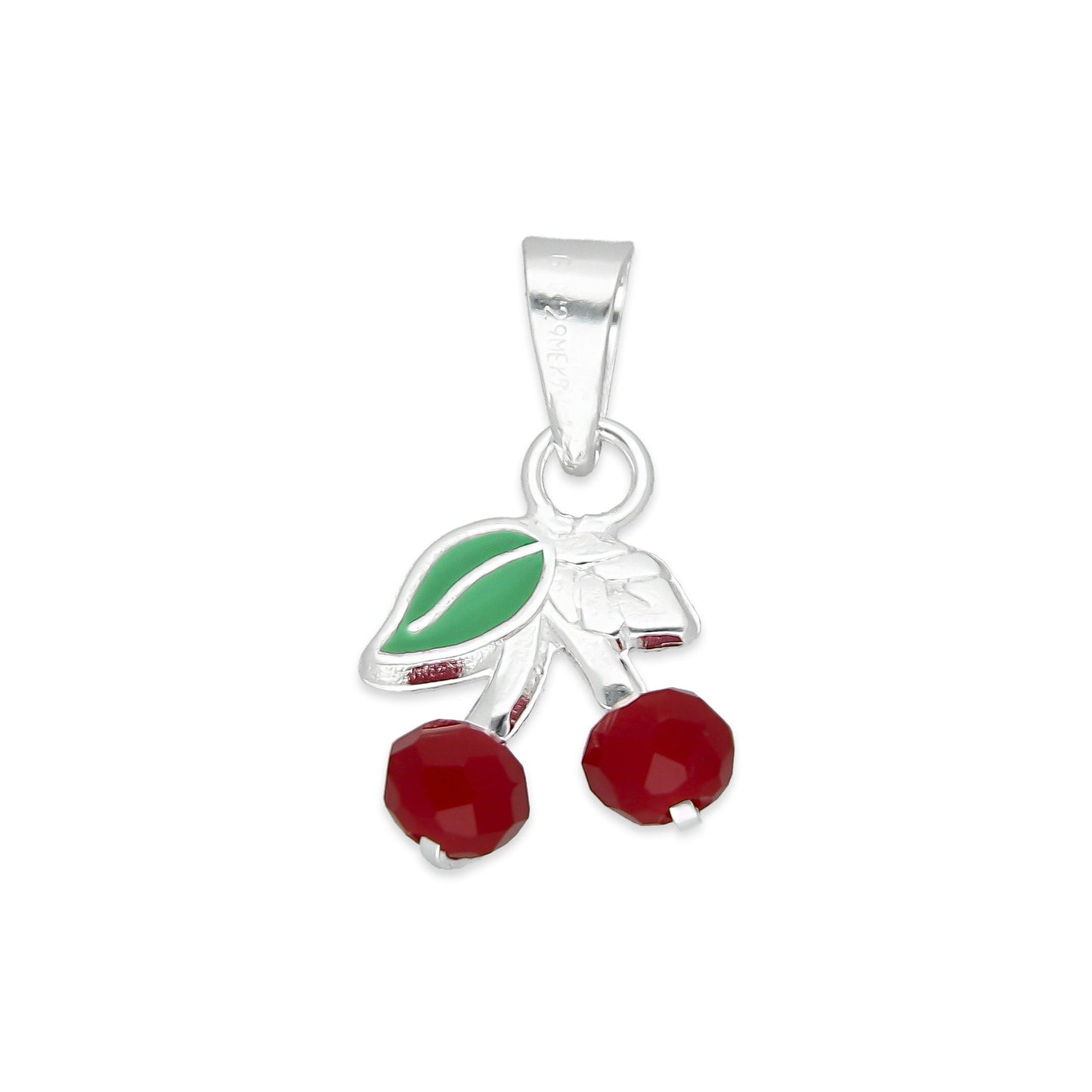 LPDJ279 Dije Cerezas Troquelado Hojitas Esmalte en Plata .925 Taxco Gro