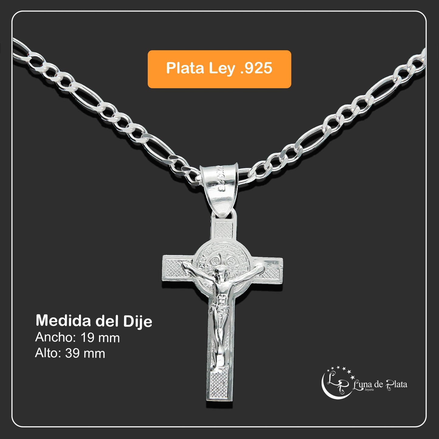 LPDP005 Dije Cruz Sn Benito 2 Vistas Ch + Cadena 60 cm Plata .925 1349472070