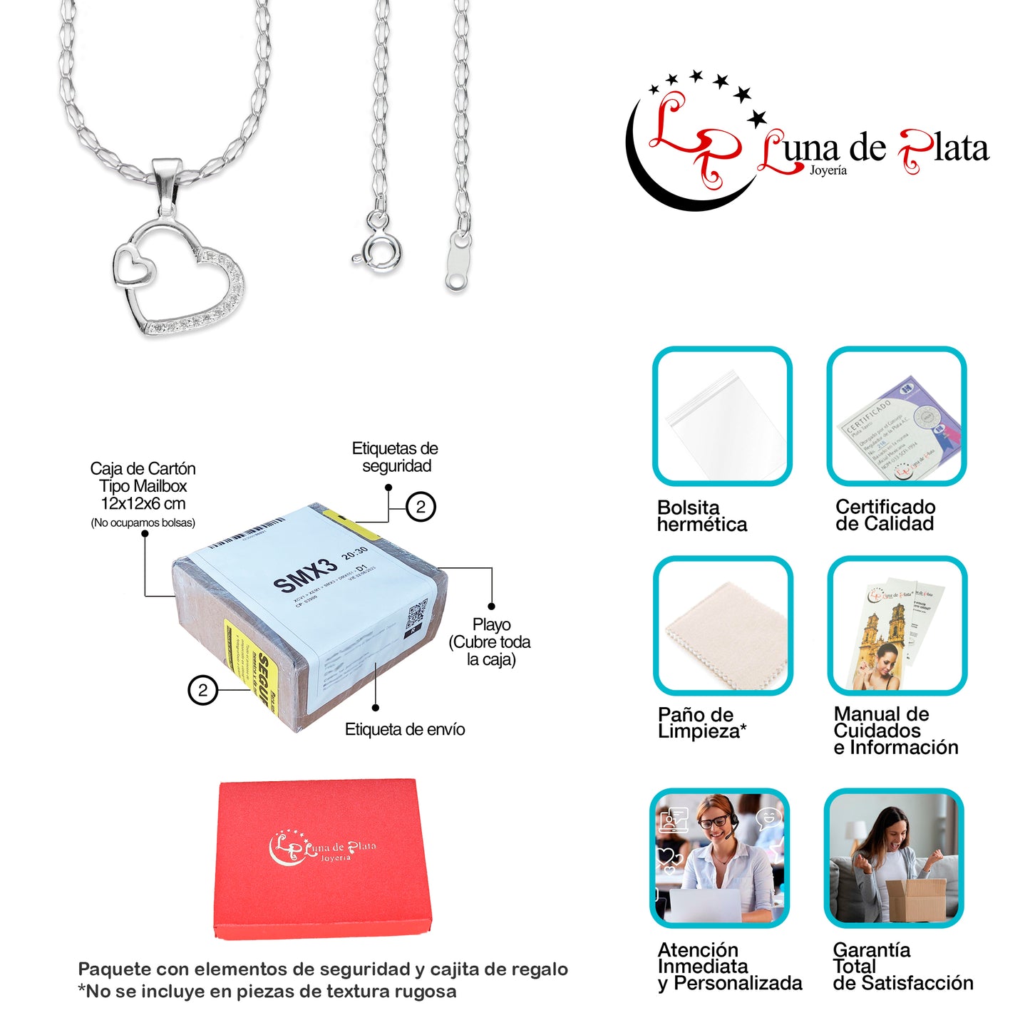 LPDP013 Dije Corazón con Mini + Cadena + Regalo Plata .925 Taxco Gro 1360412912