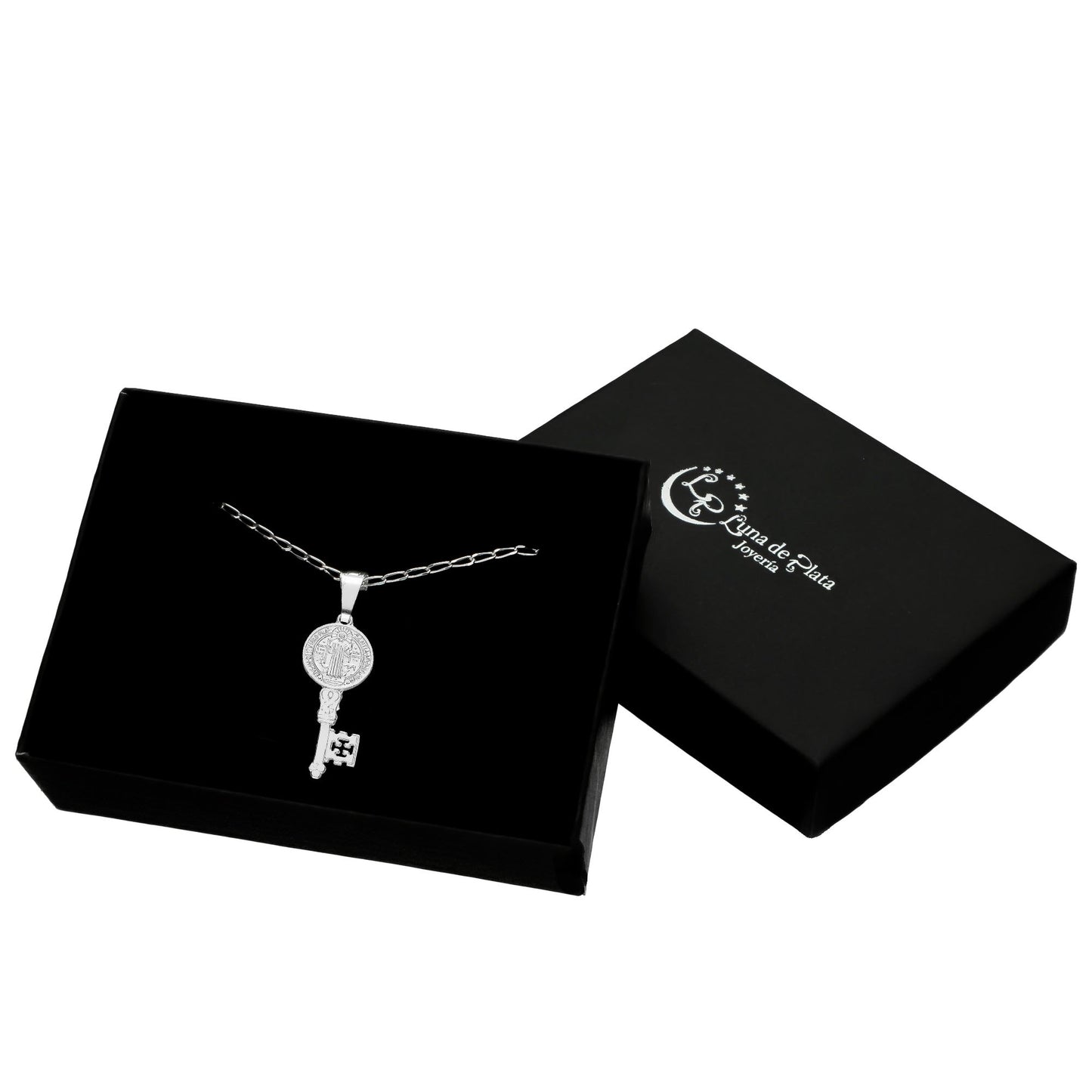 LPDP053 Dije Llave San Benito 3.6 cm x 1.2 cm + Cadena 40 + Regalo Plata .925 Taxco Gro 1386624523