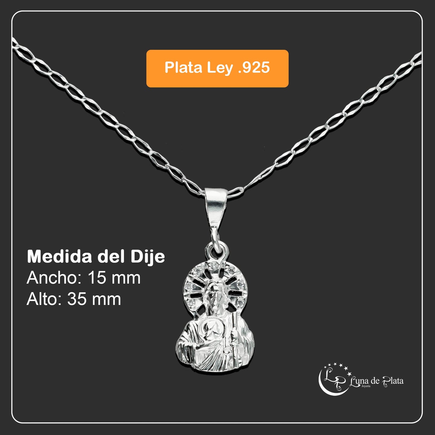 LPDP062 Dije San Judas Busto Z 3.3 x 1.4 cm + Cadena + Regalo Plata .925 Taxco Gro 1388733245