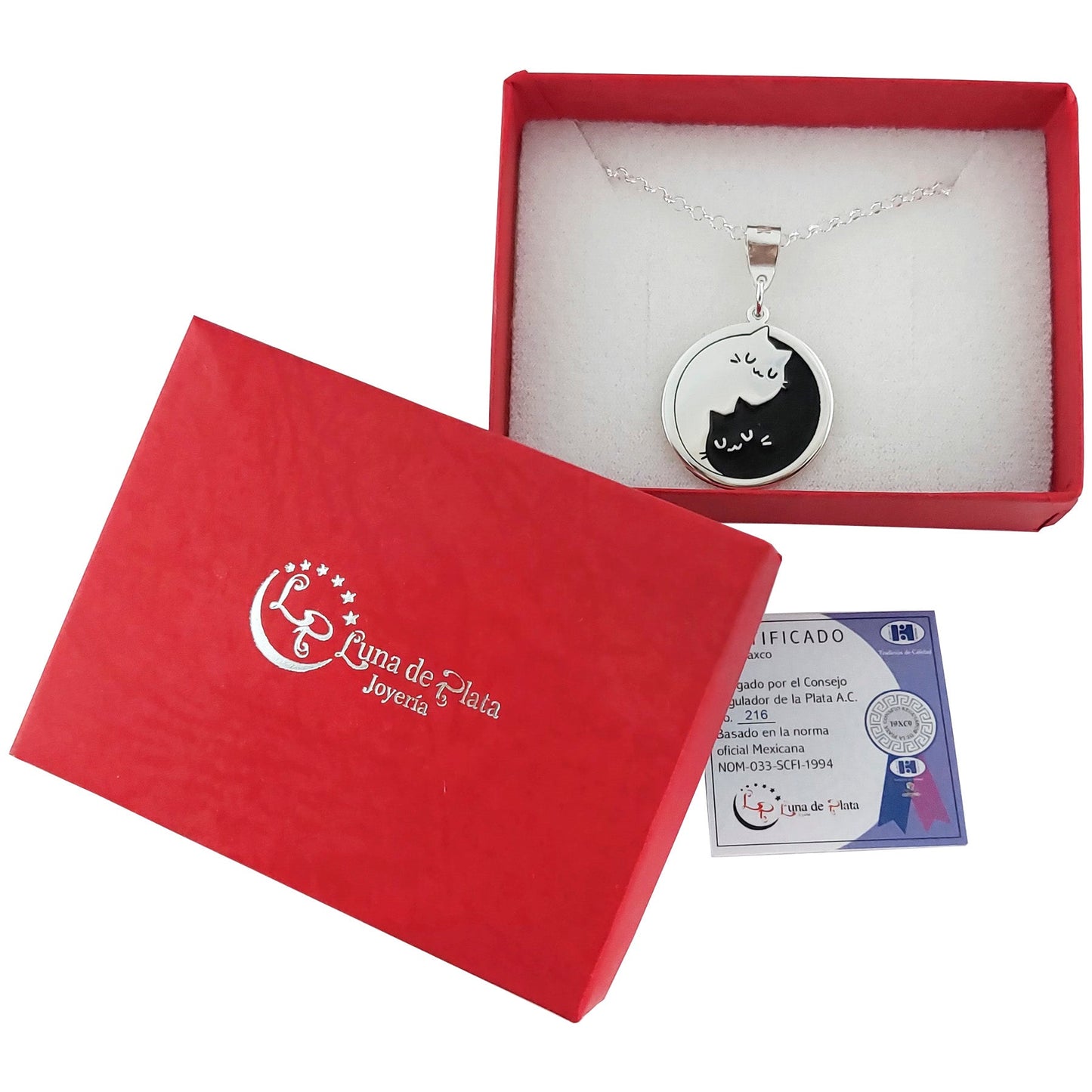 LPDP094 Dije Yin Yang Gatitos + Cadena 45 cm en Plata Ley. 925 1649532221