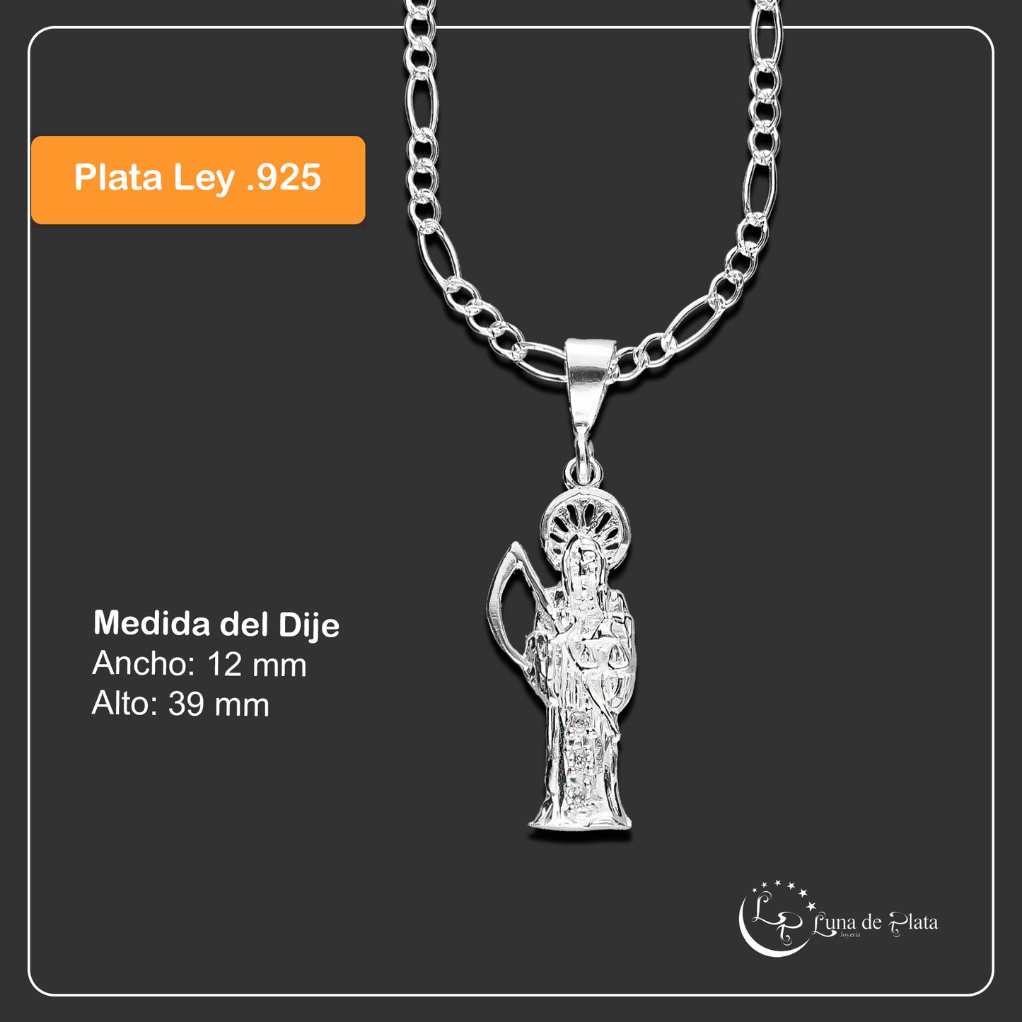 LPDP113 Dije Santa Muerte Chica + Cad 60 cm en Plata .925 3435751494