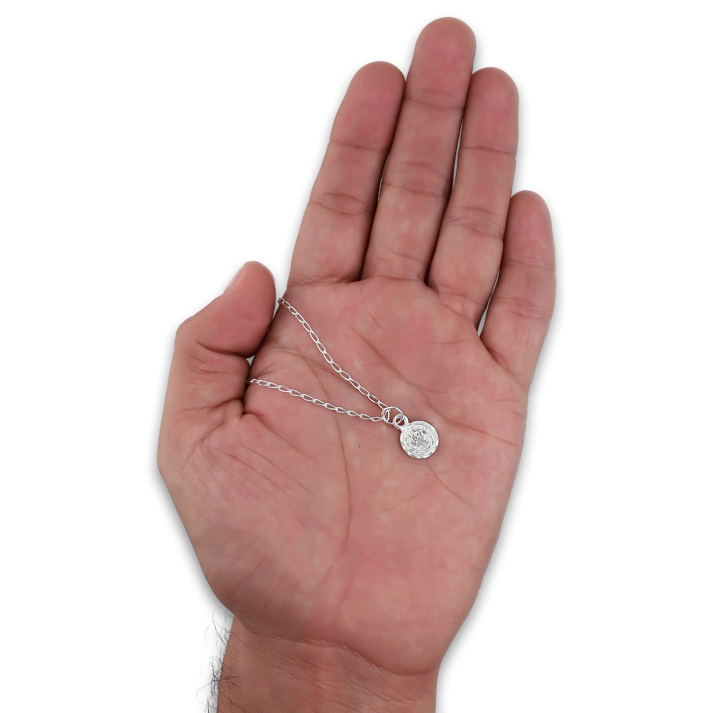 LPDP132 Cadena + Dije Medalla San Benito Micro en Plata .925 2594331023