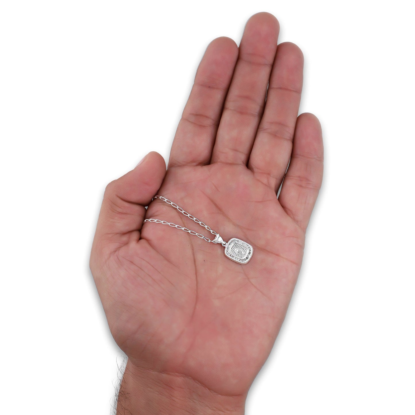 LPDP134 Cadena + Dije Medalla Virgen Rectangulo Micro en Plata .925 2594100249