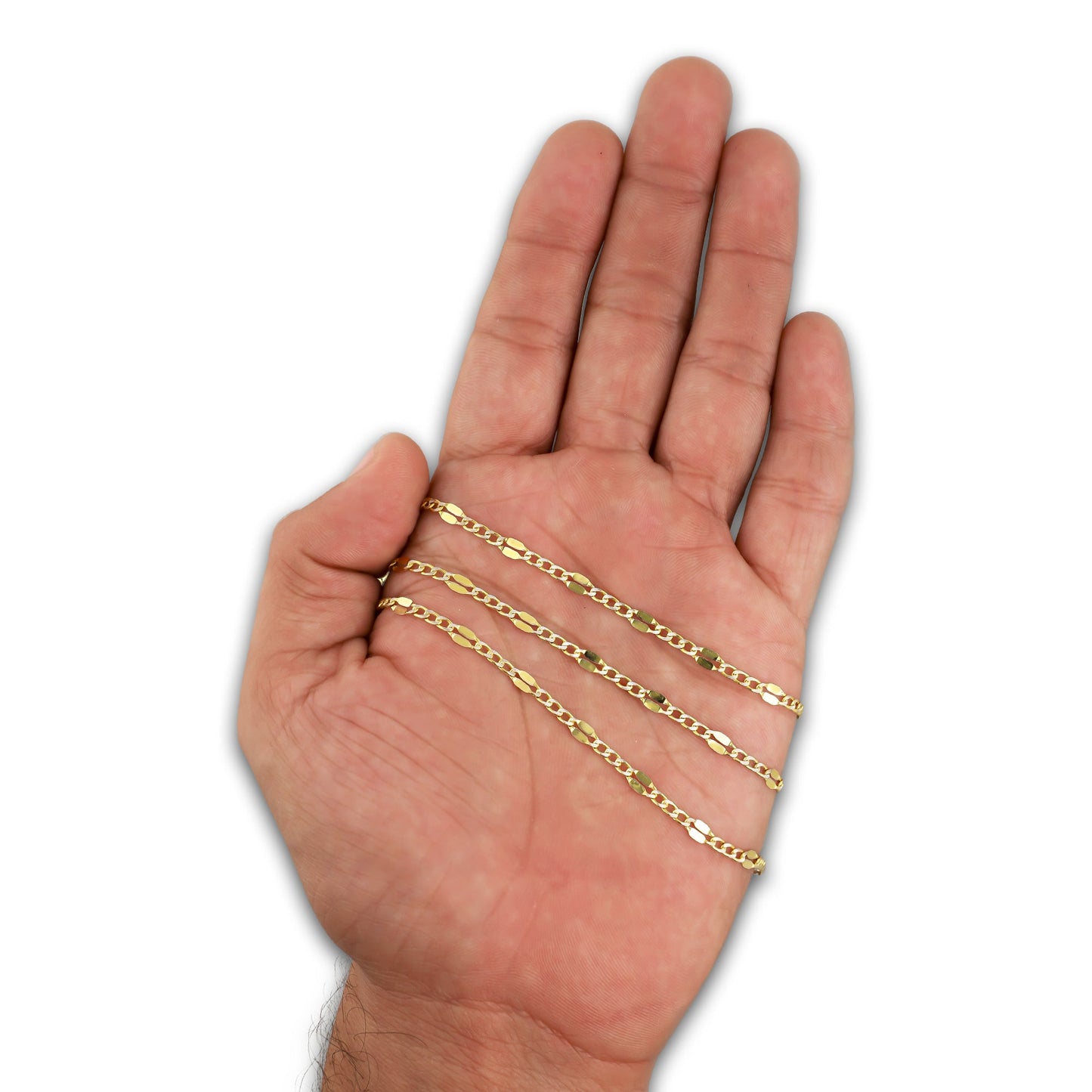 LPECU007-55 Cadena Oro Sólido 10K Mod Fígaro 3*1 Diamantada Forjada 3 mm x 55 cm