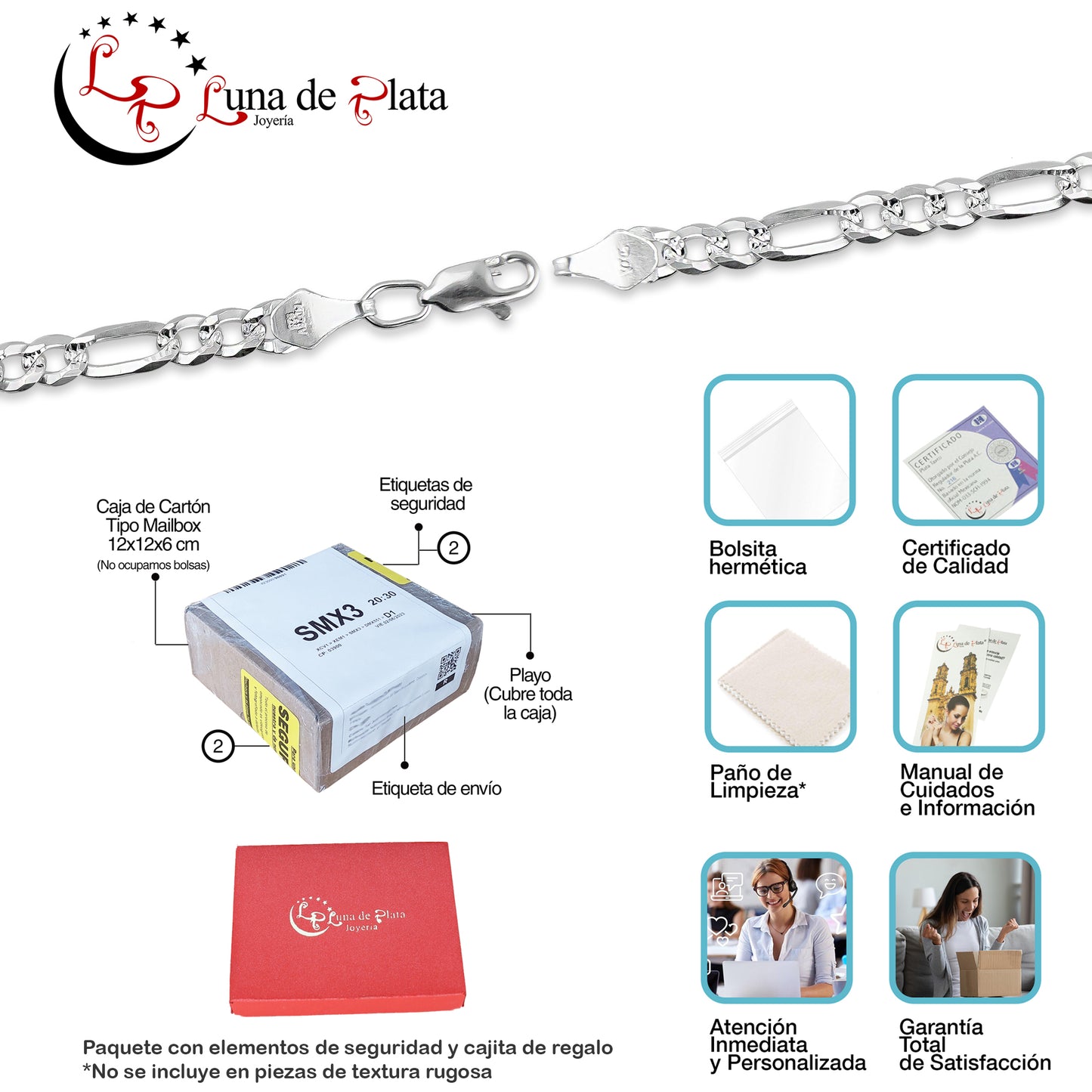 LPPC046 Pulsera Figaro Cub Mod 3x1 4.8 mm x 20 cm en Plata .925 Taxco Gro 1499220805