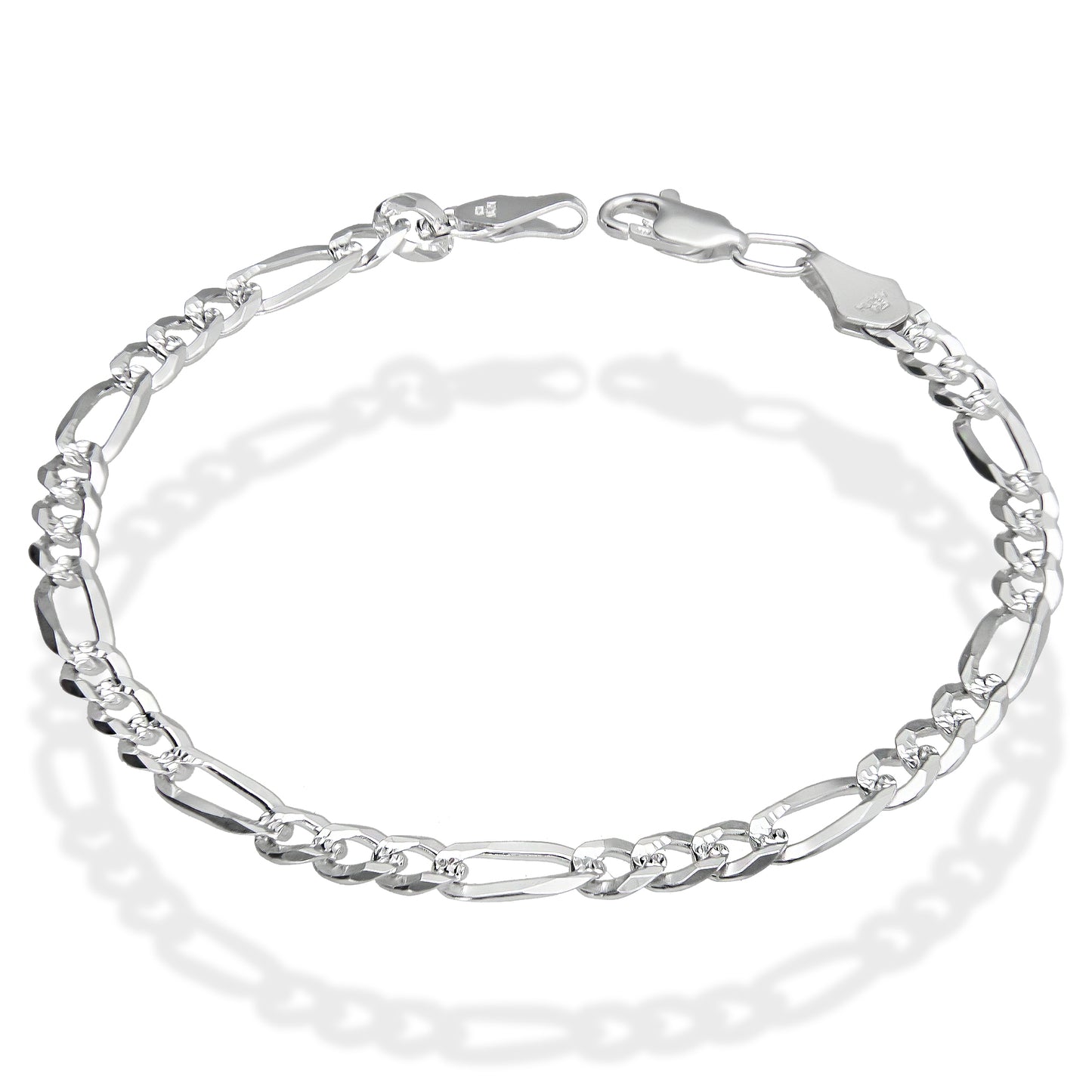 LPPC046 Pulsera Figaro Cub Mod 3x1 4.8 mm x 20 cm en Plata .925 Taxco Gro 1499220805