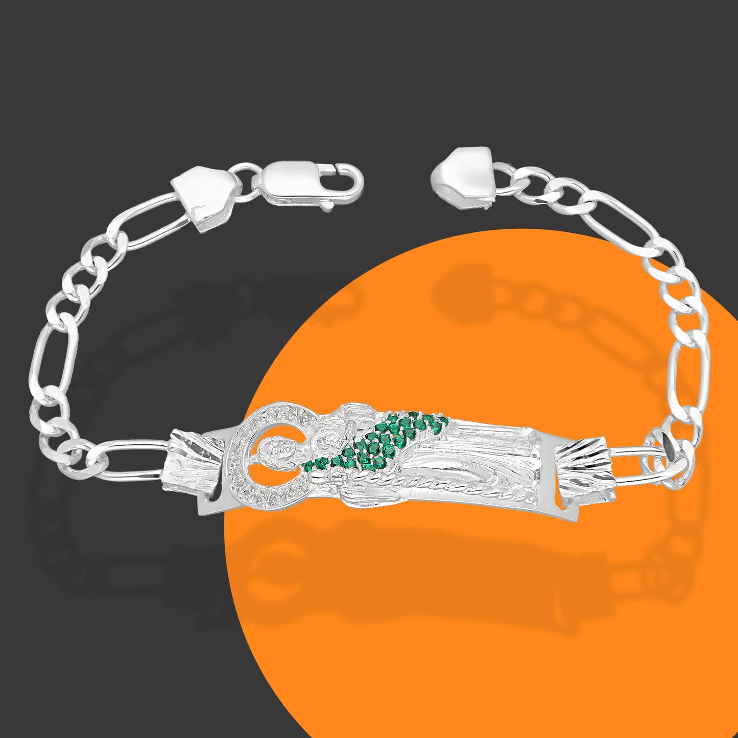 LPPC089-20 Pulsera Esclava San Judas Con Eslabones Mod 3*1 5 mm x 20 cm en Plata .925