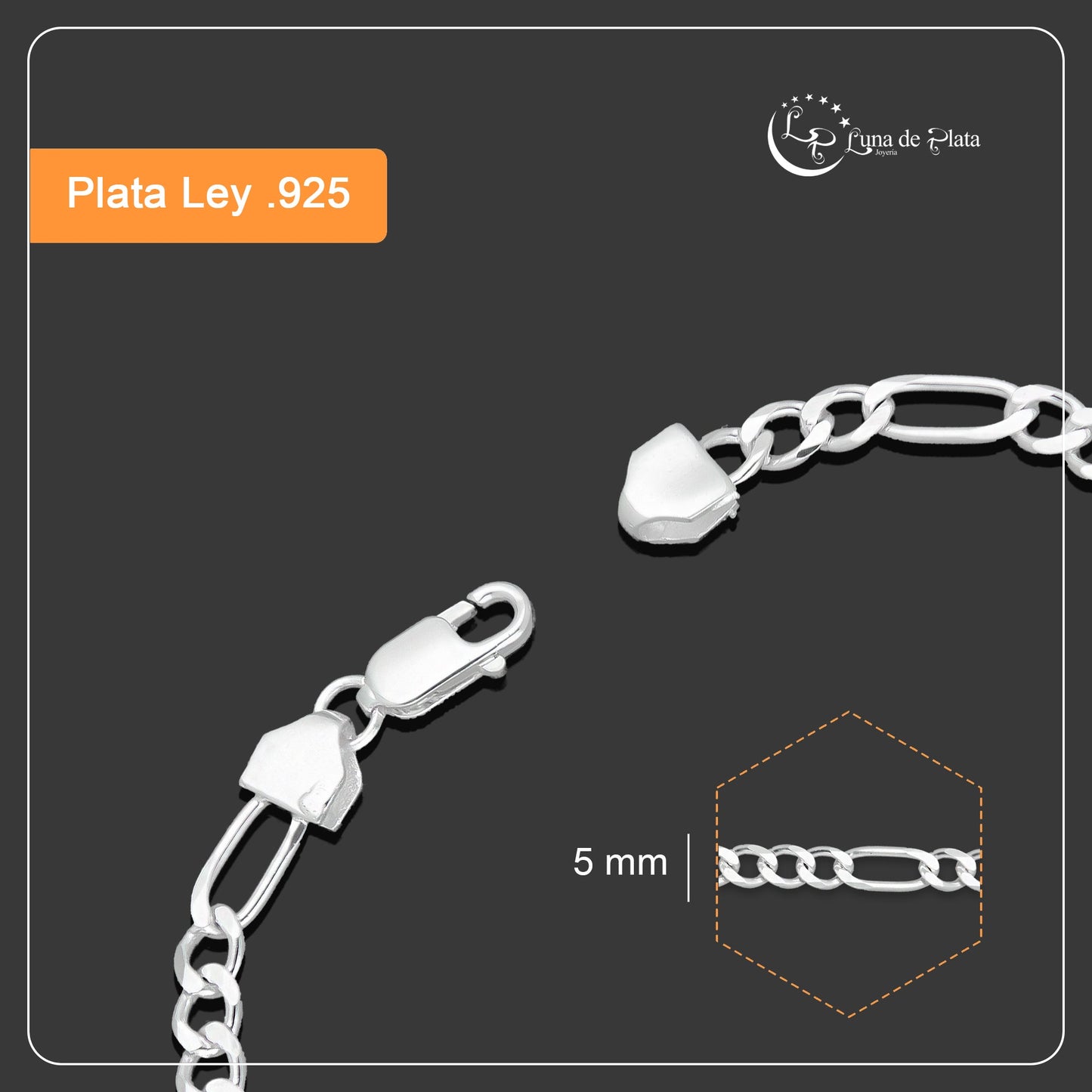 LPPC089-20 Pulsera Esclava San Judas Con Eslabones Mod 3*1 5 mm x 20 cm en Plata .925