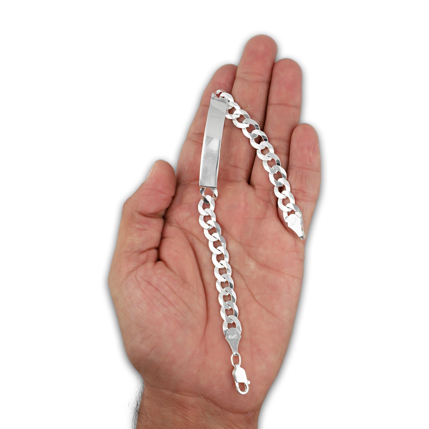 LPPC095 Pulsera Esclava Cubana Americana Lisa 8 mm x 22 cm en Plata .925