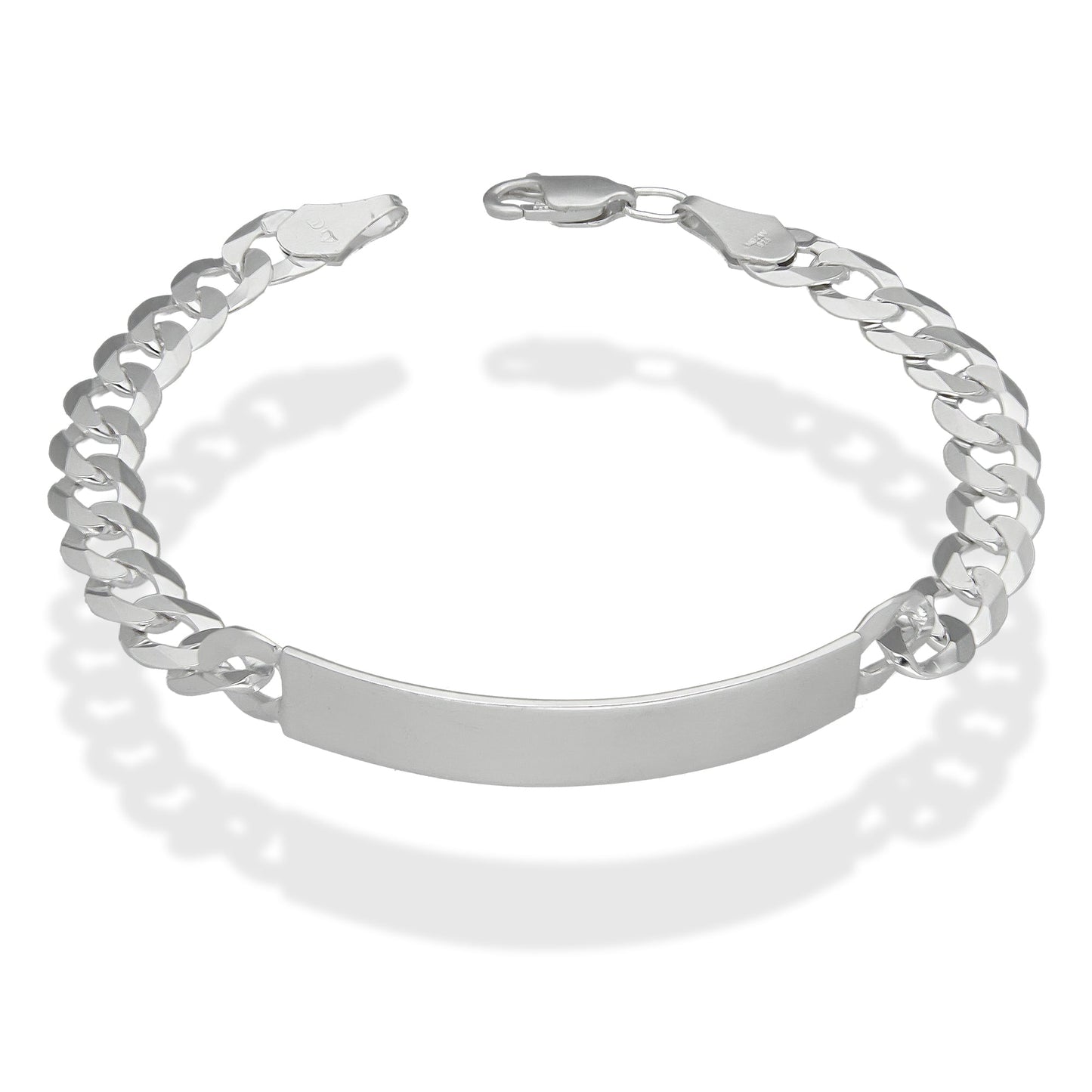 LPPC095 Pulsera Esclava Cubana Americana Lisa 8 mm x 22 cm en Plata .925