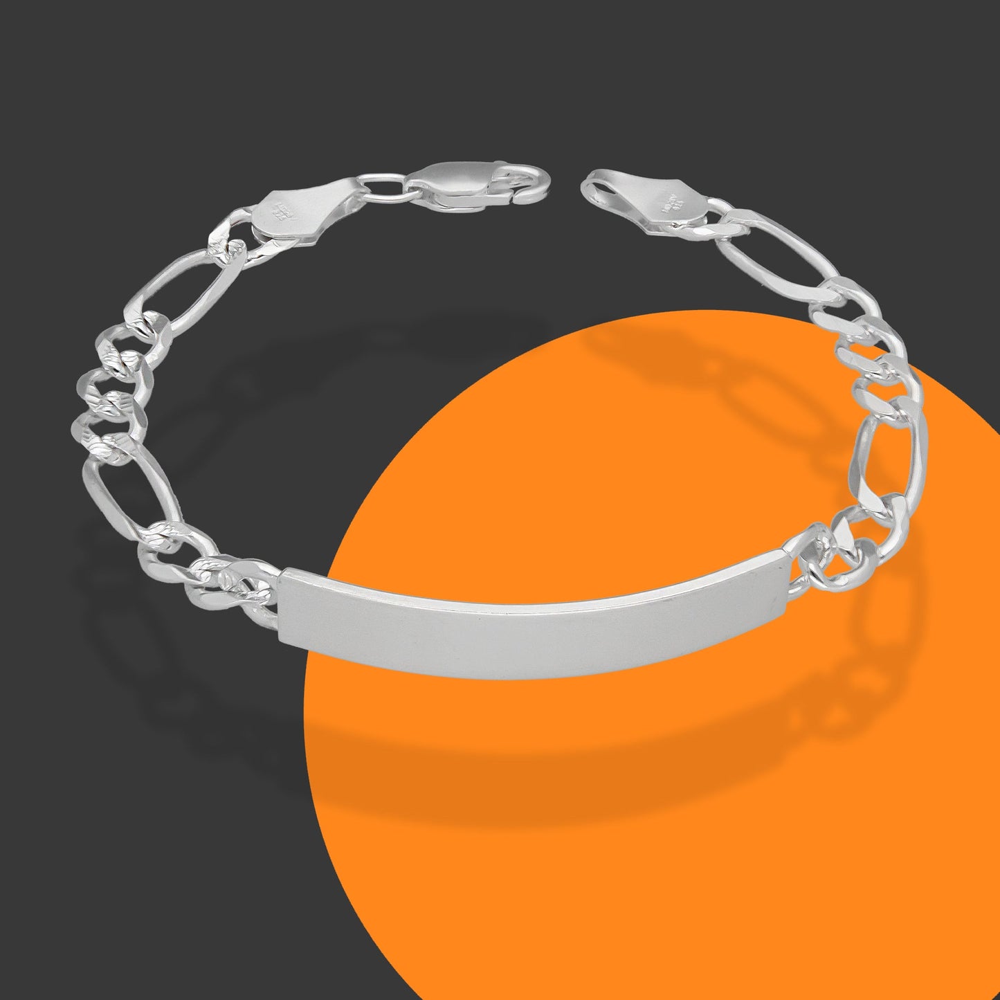 LPPC099 Pulsera Esclava Cubana Ame Diamantada 3*1 6 mm x 20 cm en Plata .925