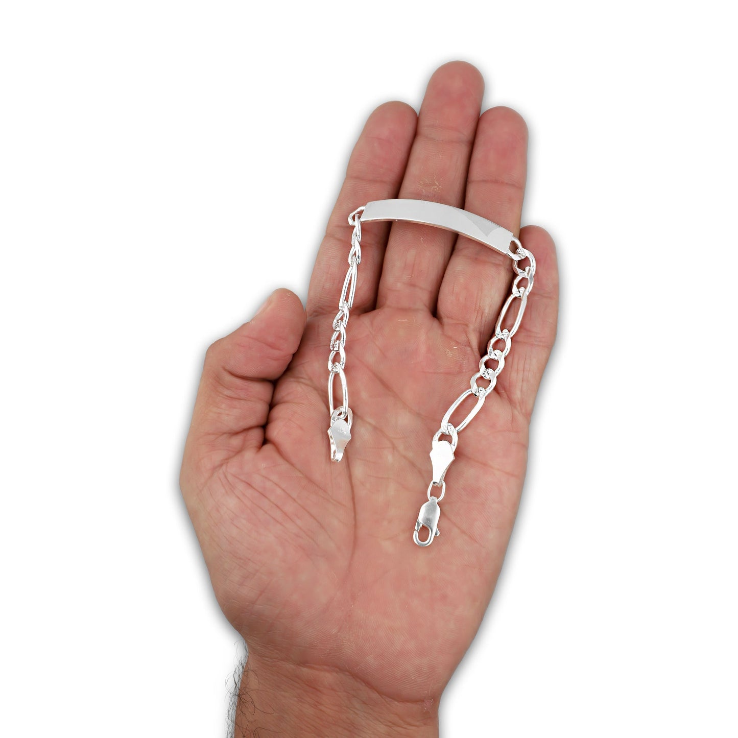 LPPC099 Pulsera Esclava Cubana Ame Diamantada 3*1 6 mm x 20 cm en Plata .925