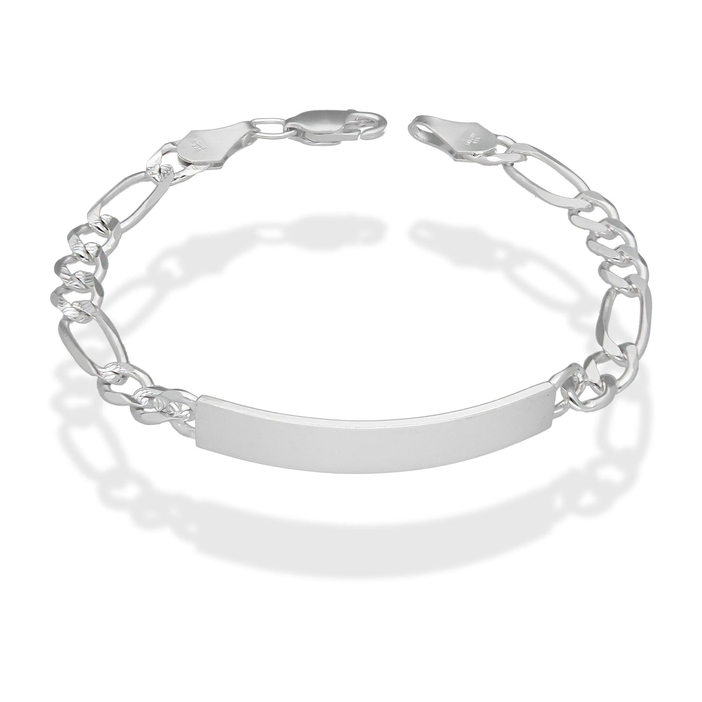 LPPC099 Pulsera Esclava Cubana Ame Diamantada 3*1 6 mm x 20 cm en Plata .925
