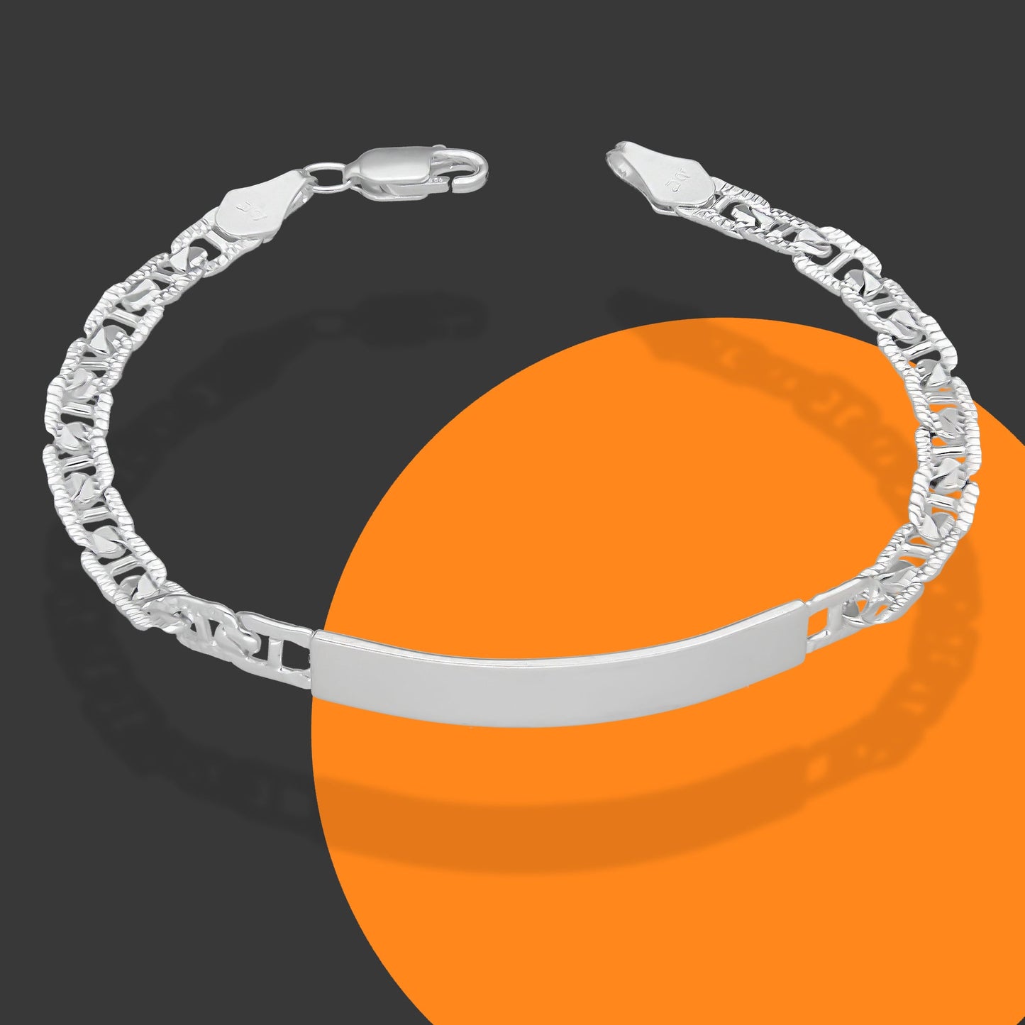 LPPC104 Pulsera Esclava Gusi Diamantada Text 5 mm x 19 cm en Plata .925